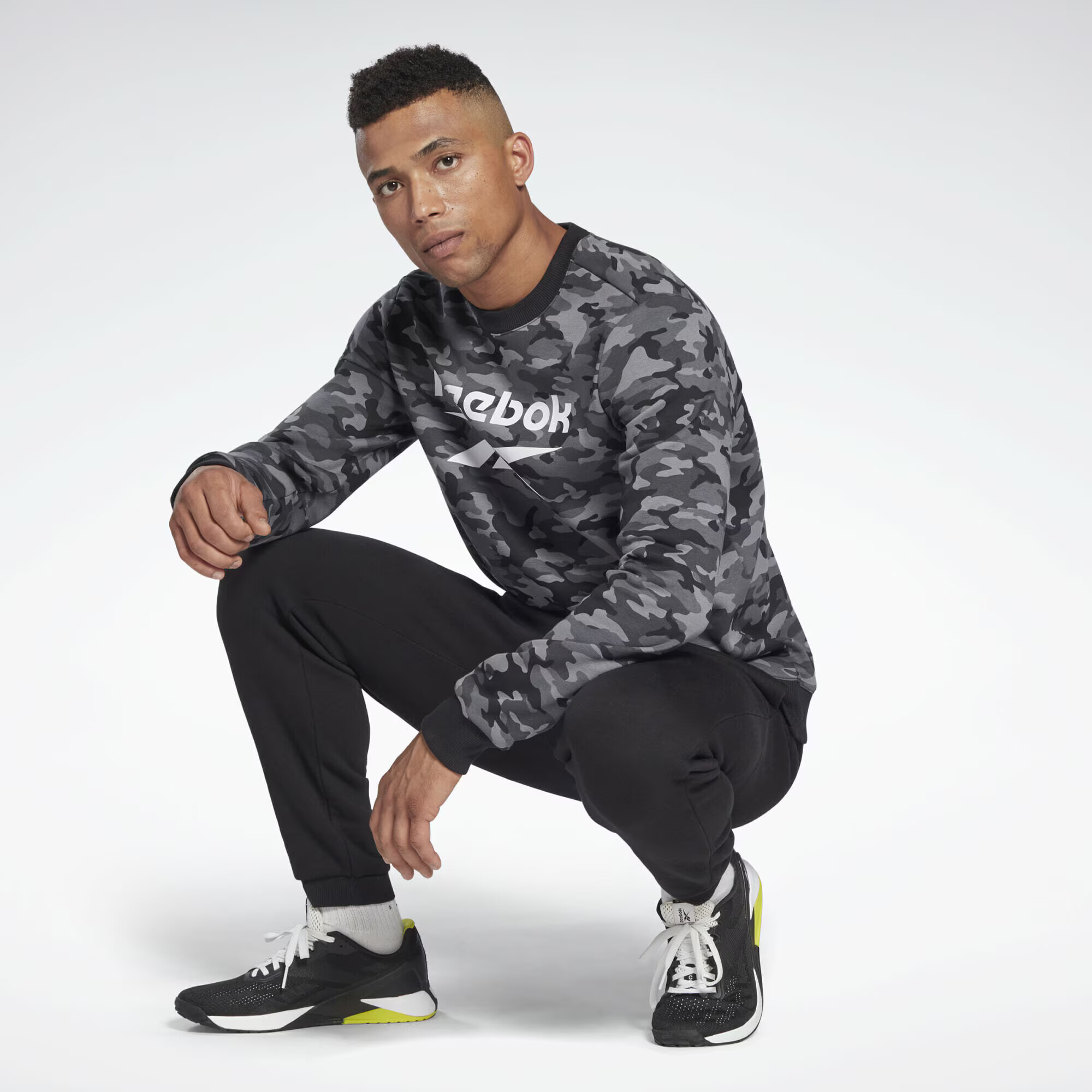 Reebok Sport Športová mikina sivá / čierna / biela - Pepit.sk