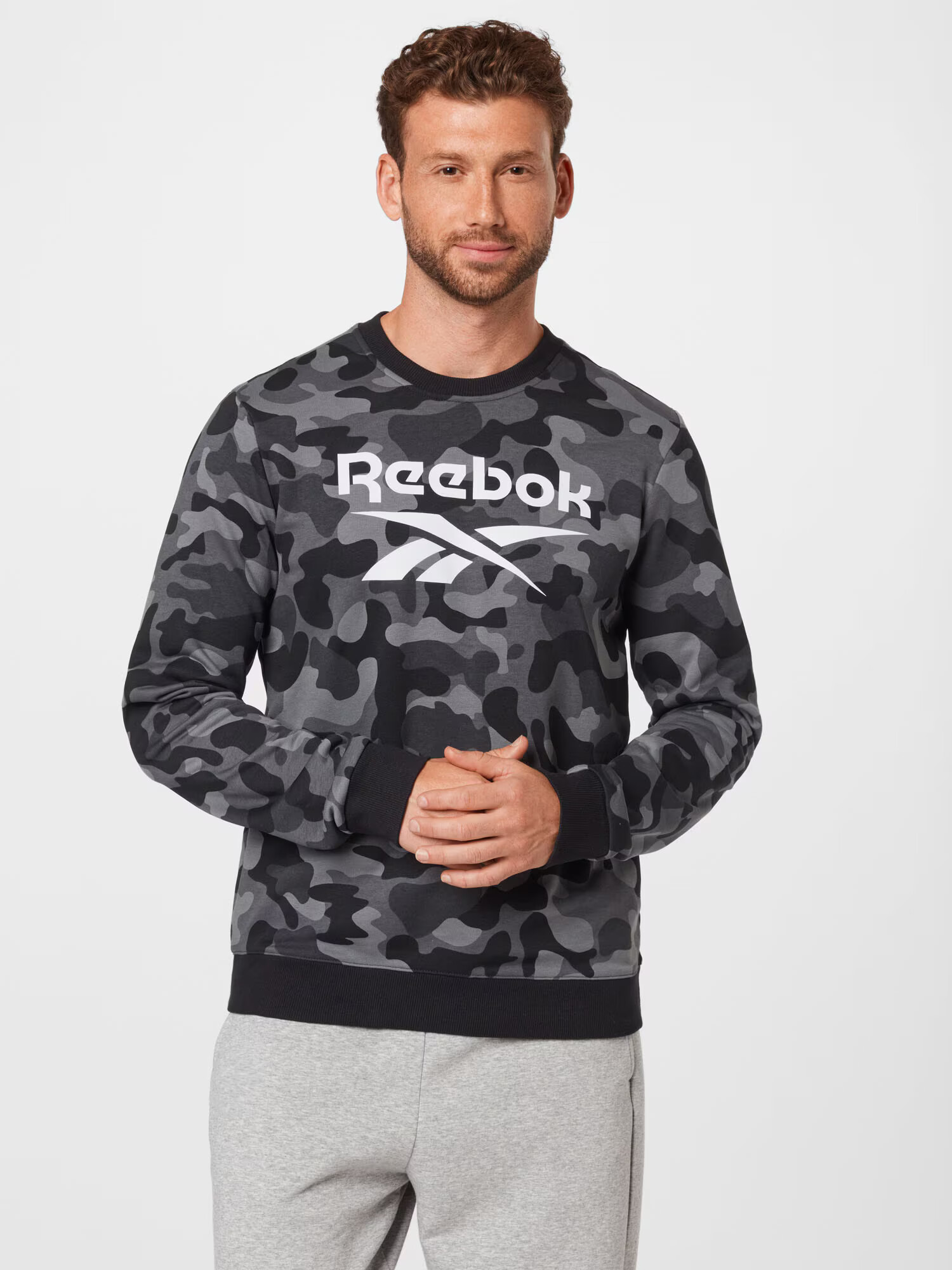 Reebok Sport Športová mikina striebornosivá / svetlosivá / tmavosivá / čierna / biela - Pepit.sk