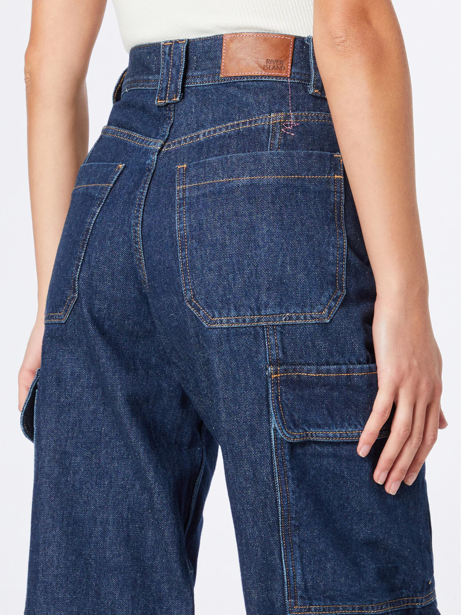 River Island Rifľové kapsáče modrá denim - Pepit.sk