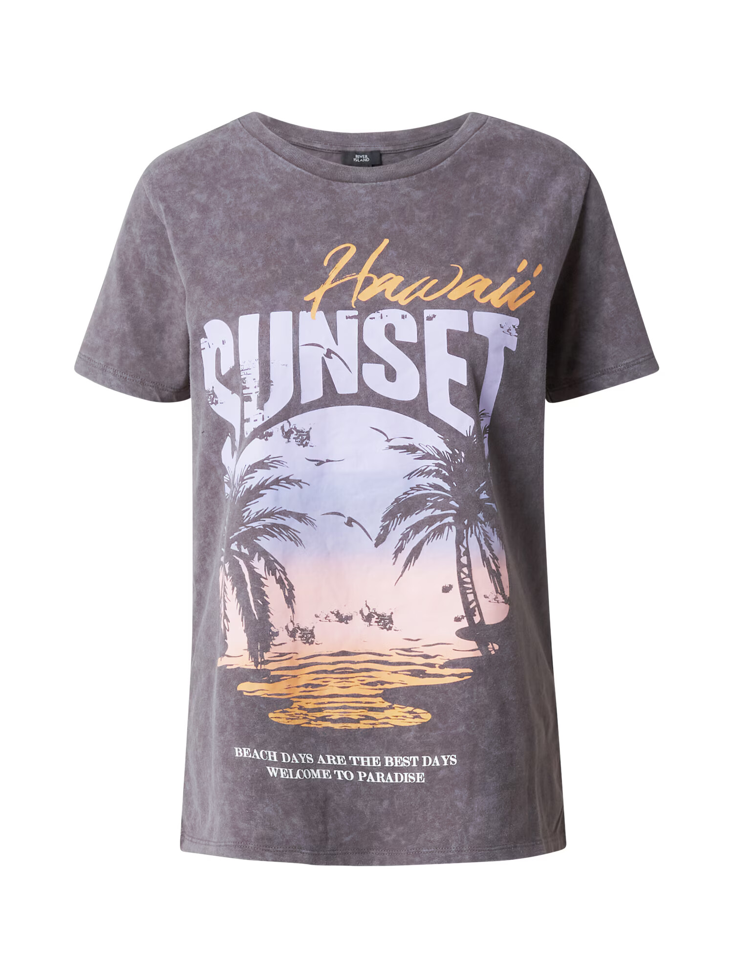 River Island Tričko 'HAWAII SUNSET' tmavosivá / zmiešané farby - Pepit.sk