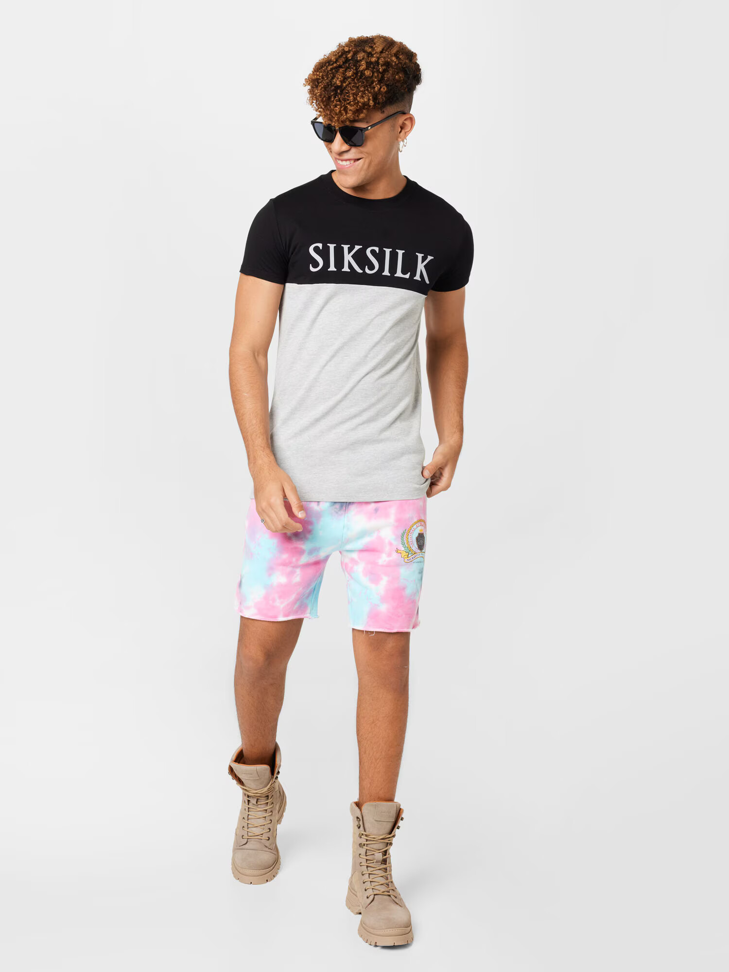 SikSilk Tričko sivá melírovaná / čierna / biela - Pepit.sk