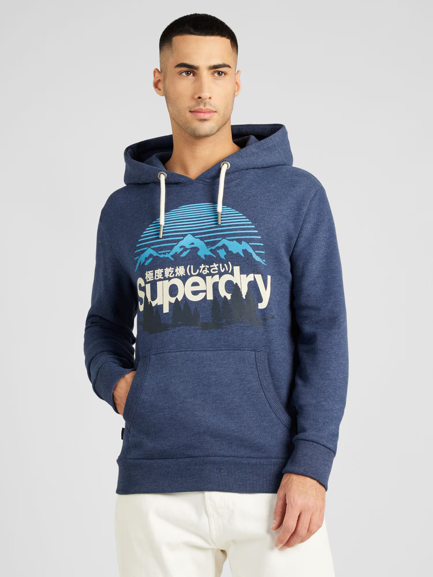 Superdry Mikina azúrová / antracitová / biela - Pepit.sk