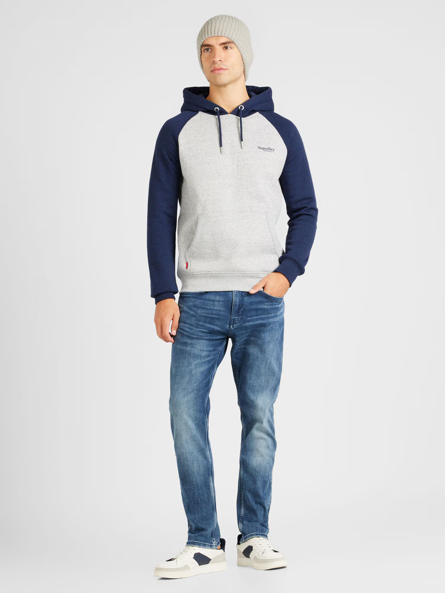 Superdry Mikina 'ESSENTIAL' tmavomodrá / sivá melírovaná - Pepit.sk