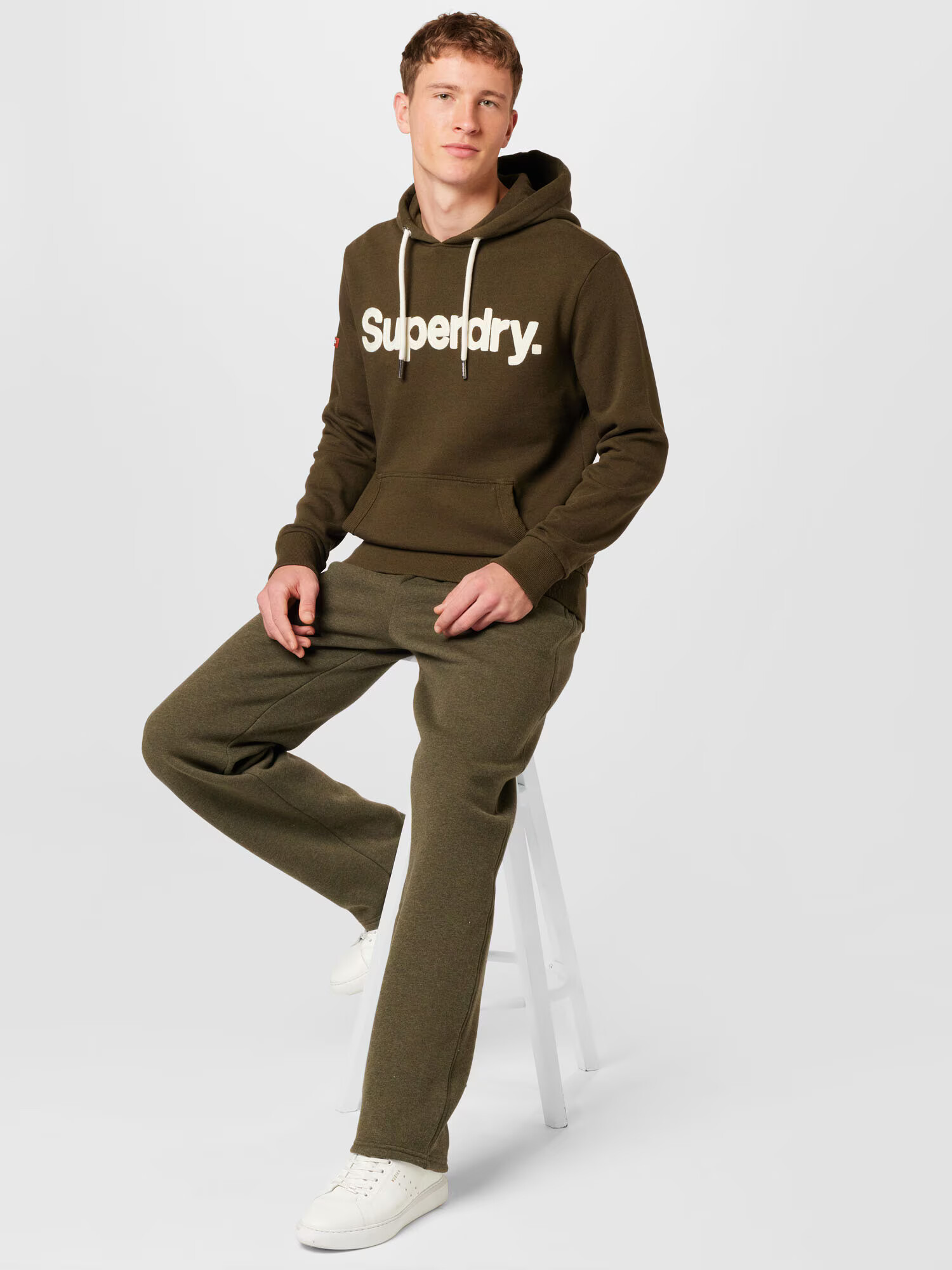 Superdry Mikina olivová / biela - Pepit.sk