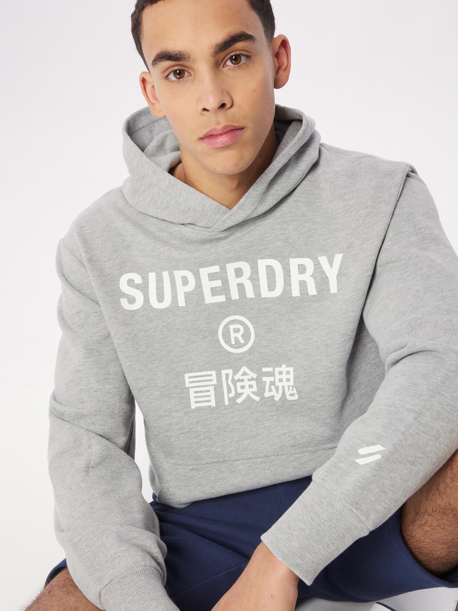 Superdry Mikina sivá melírovaná / biela - Pepit.sk