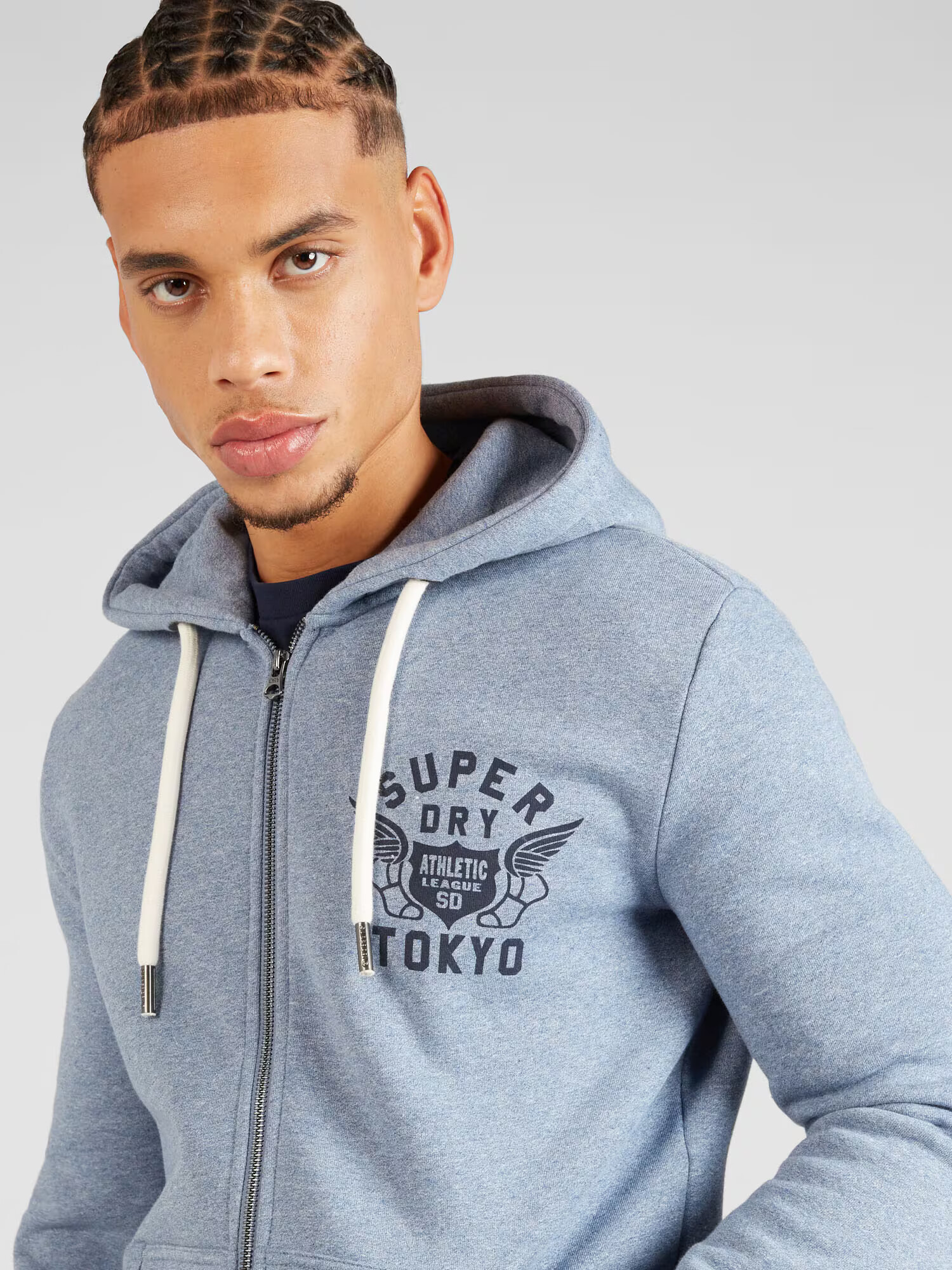 Superdry Tepláková bunda 'Athletic College' námornícka modrá / modrá melírovaná - Pepit.sk