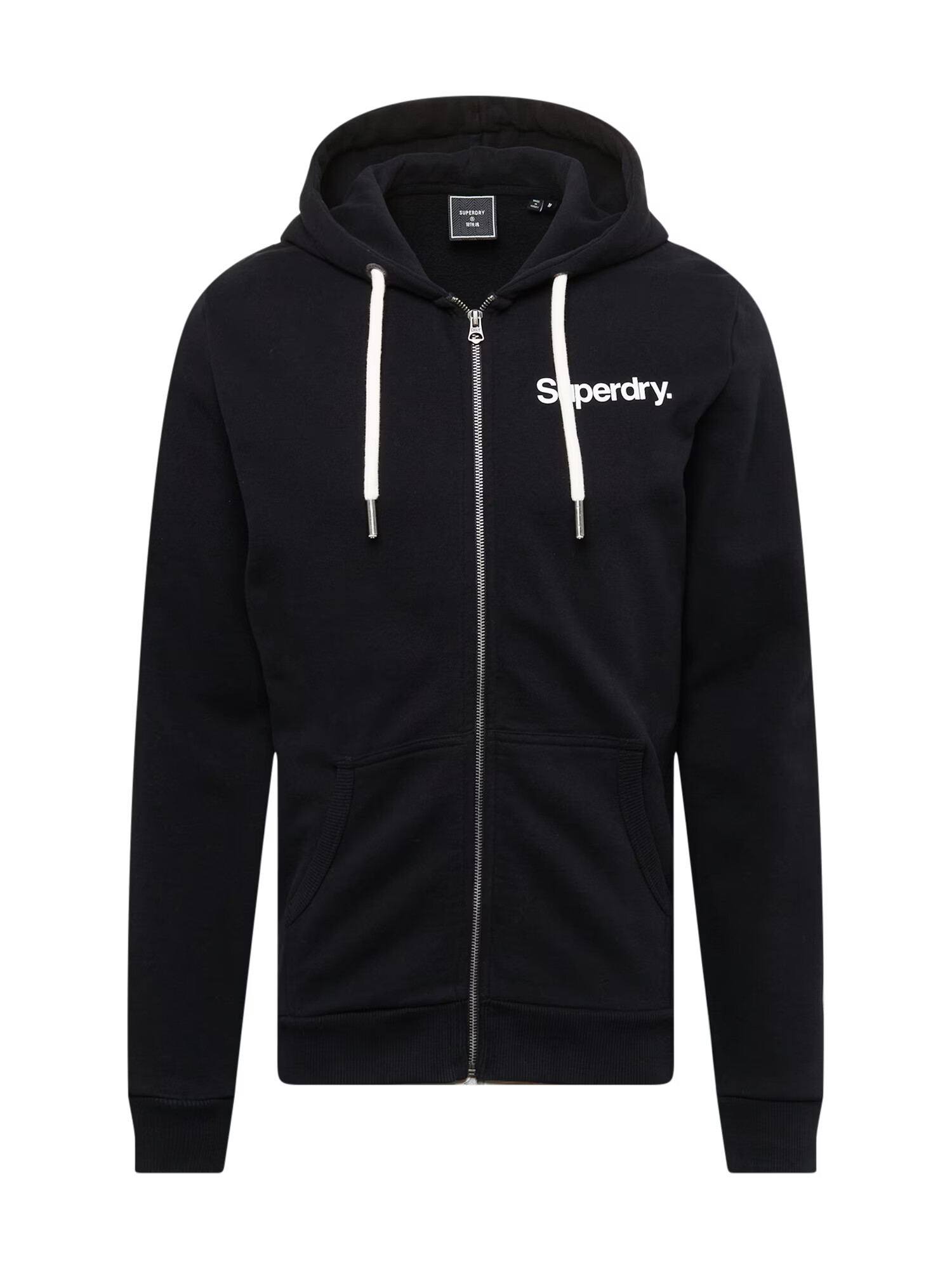 Superdry Tepláková bunda čierna / biela - Pepit.sk