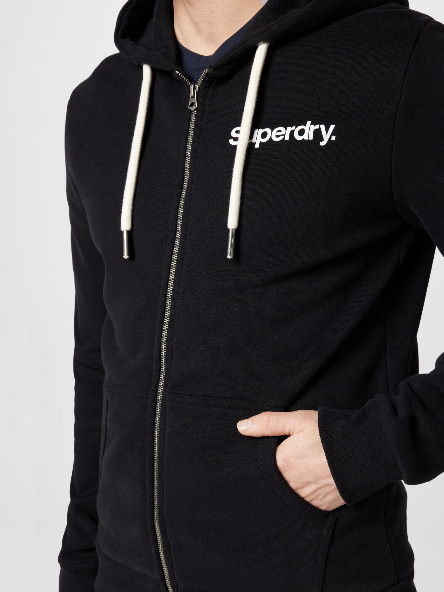 Superdry Tepláková bunda čierna / biela - Pepit.sk