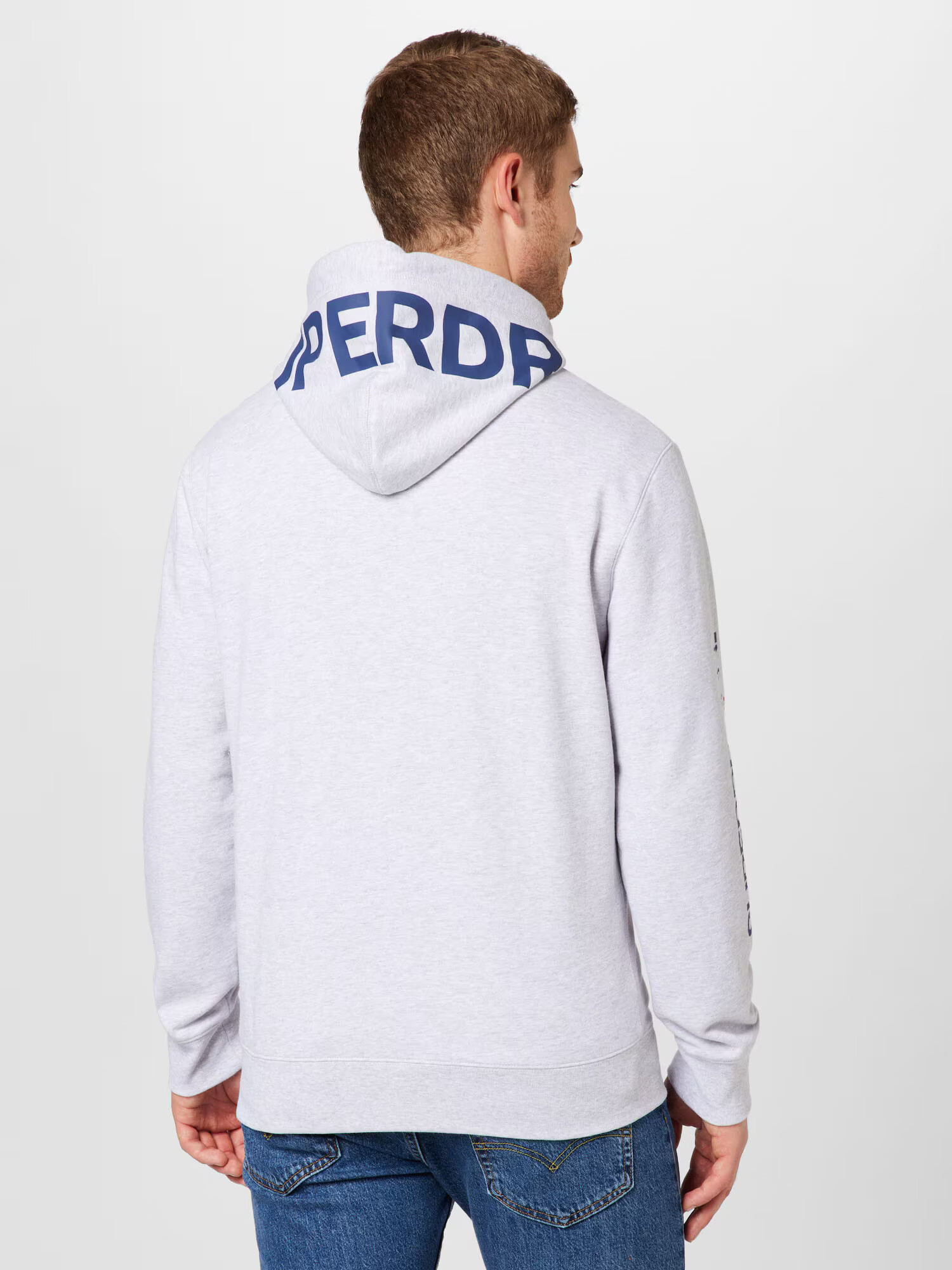 Superdry Tepláková bunda modrá / sivá melírovaná / červená - Pepit.sk