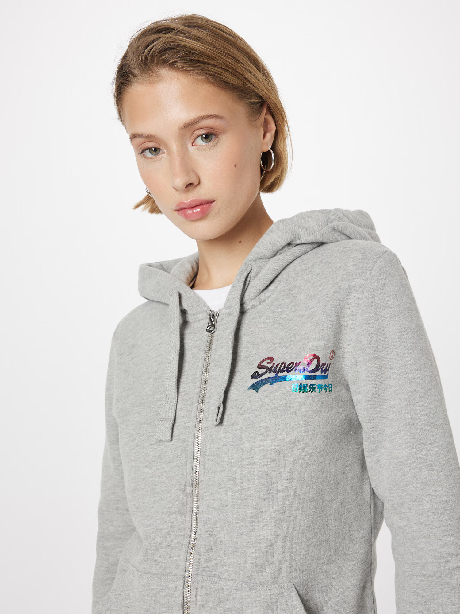 Superdry Tepláková bunda 'Rainbow' modrá / sivá / krvavo červená - Pepit.sk