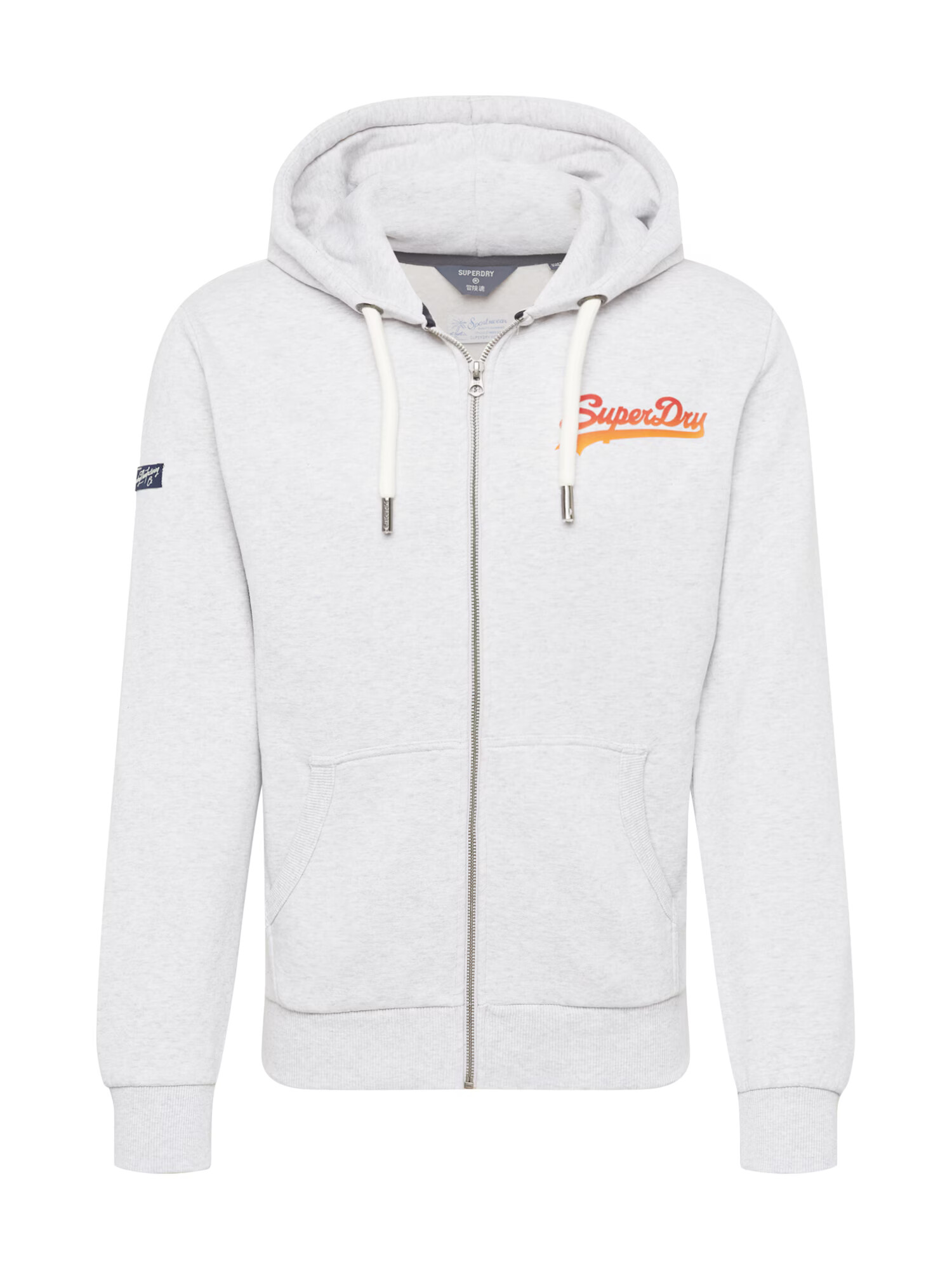 Superdry Tepláková bunda svetlosivá / oranžová / červená - Pepit.sk