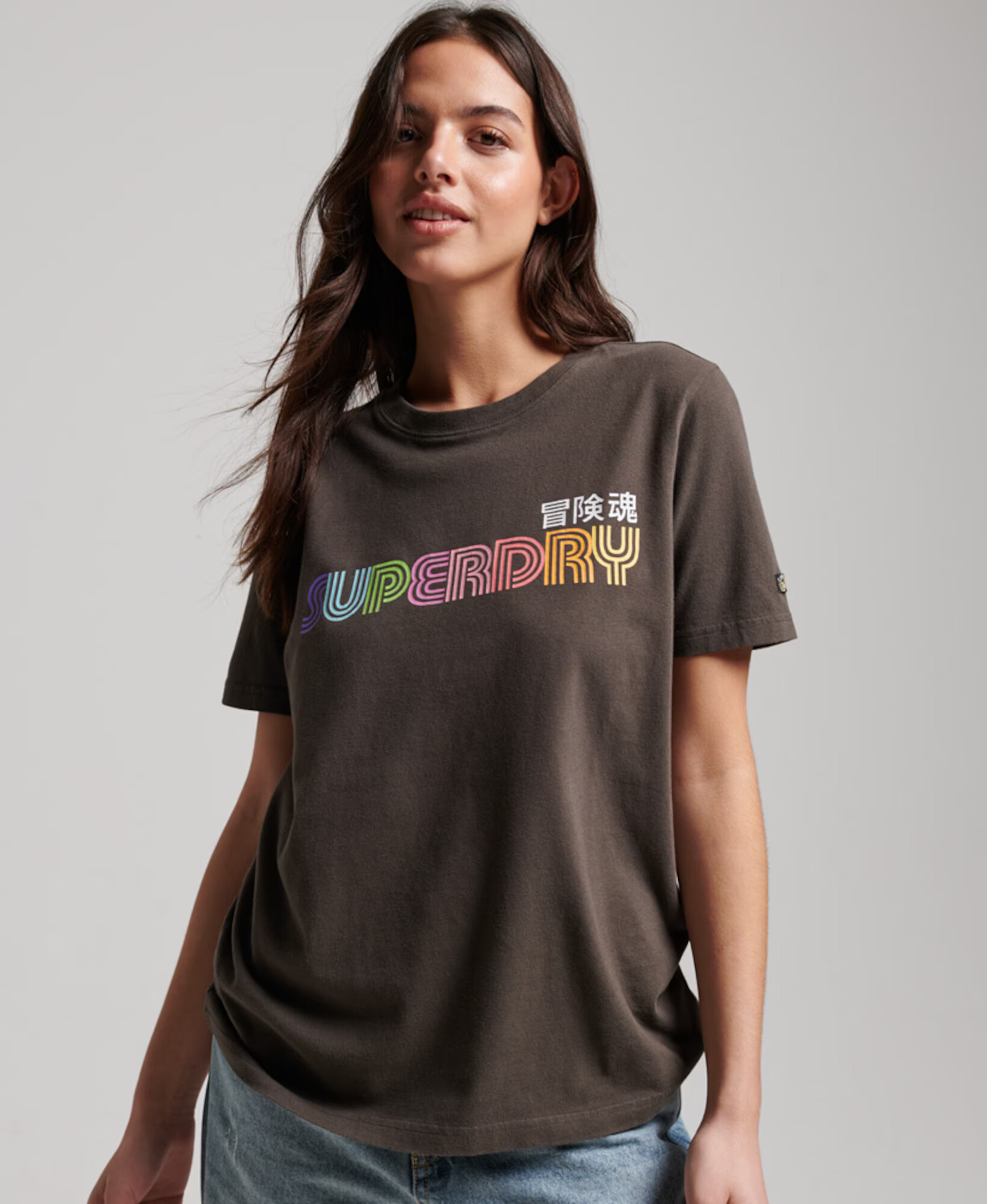 Superdry Tričko 'Vintage Retro Rainbow' hnedá - Pepit.sk