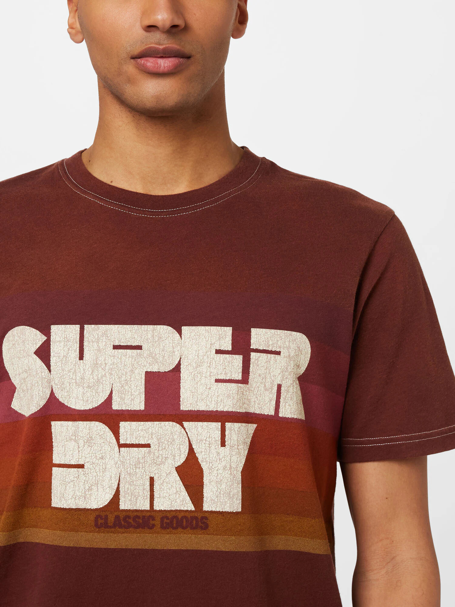 Superdry Tričko hnedá / hrdzavohnedá / hrdzavo červená / biela - Pepit.sk