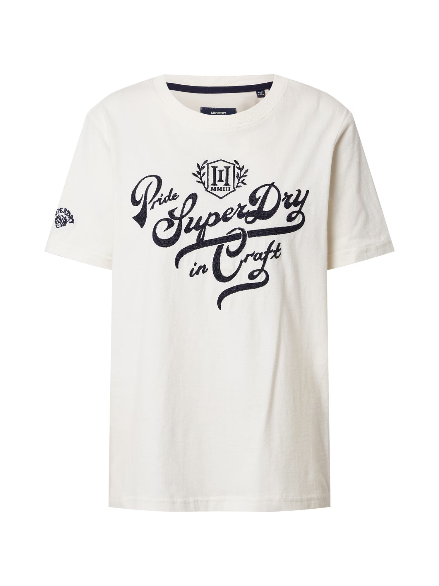 Superdry Tričko 'Pride In Craft' krémová / tmavomodrá - Pepit.sk