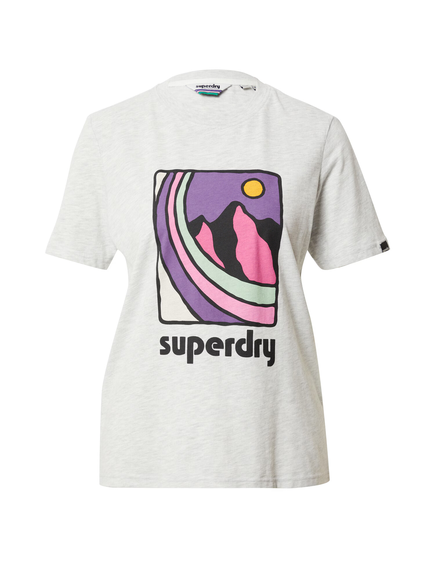 Superdry Tričko sivá melírovaná / fialová / ružová / čierna - Pepit.sk