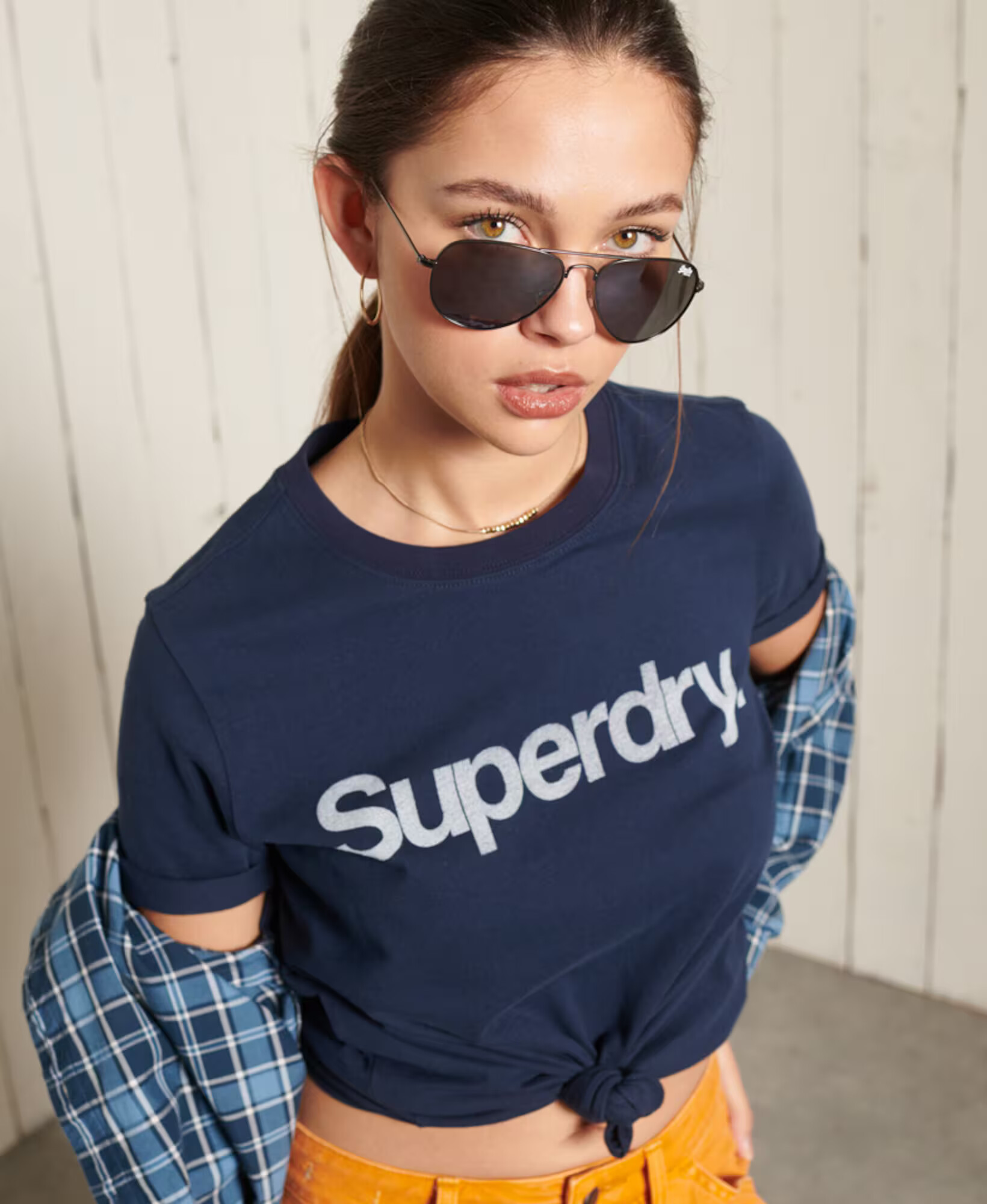 Superdry Tričko tmavomodrá / biela - Pepit.sk