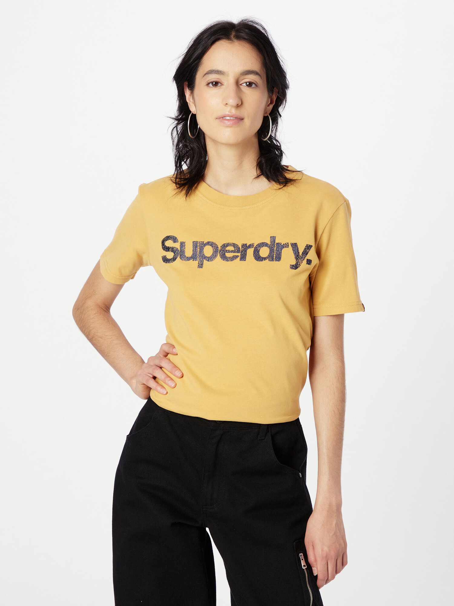 Superdry Tričko tmavomodrá / zlatá žltá - Pepit.sk