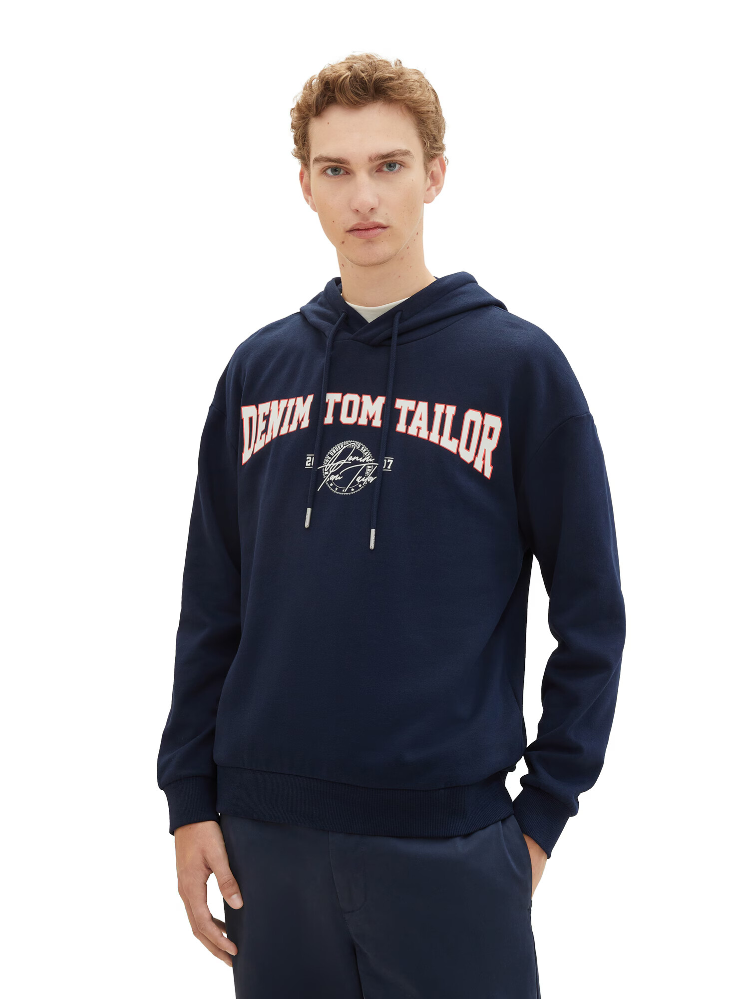 TOM TAILOR DENIM Mikina tmavomodrá / červená / biela - Pepit.sk