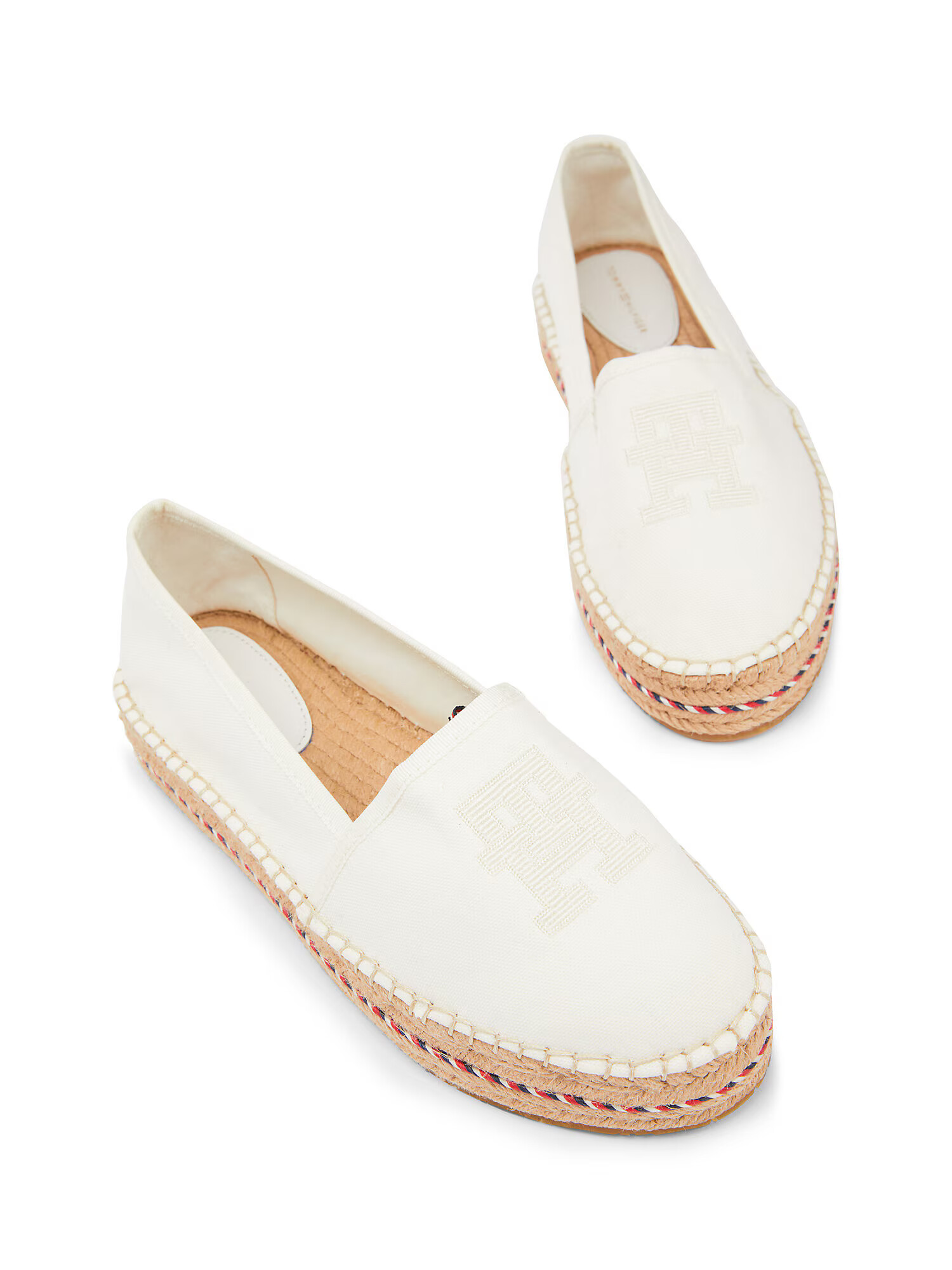 TOMMY HILFIGER Espadrilky nebielená / svetlohnedá / červená / biela - Pepit.sk