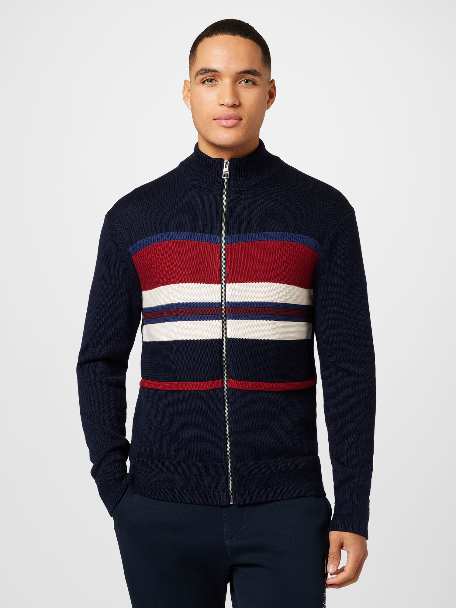 TOMMY HILFIGER Kardigán 'Seasonal' modrá / tmavomodrá / červená / biela - Pepit.sk