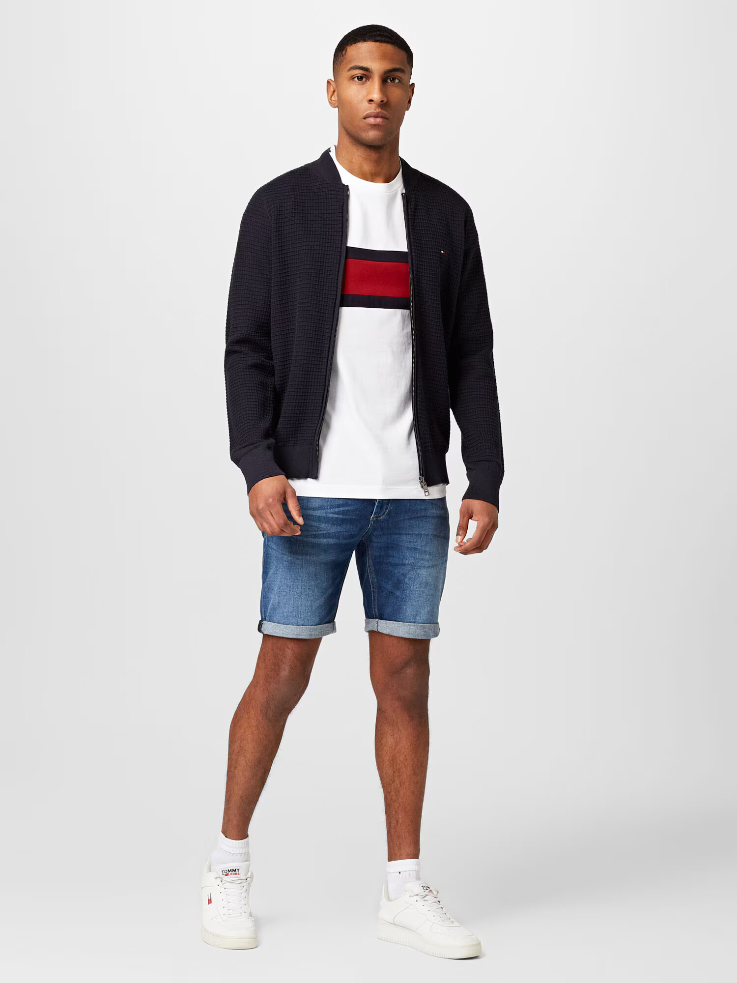 TOMMY HILFIGER Kardigán tmavomodrá / krvavo červená / biela - Pepit.sk