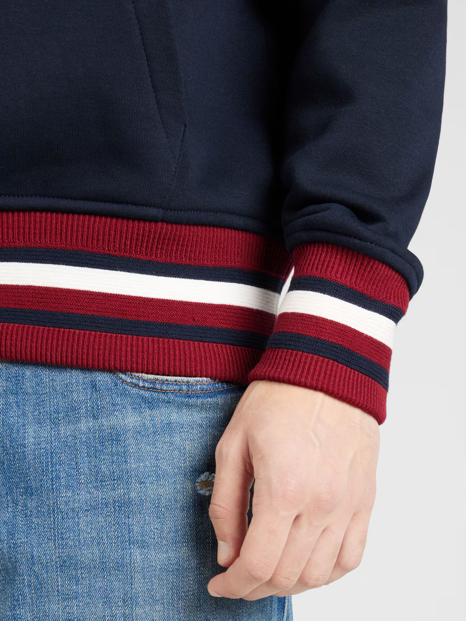 TOMMY HILFIGER Mikina 'Global Stripe' námornícka modrá / vínovo červená / biela - Pepit.sk