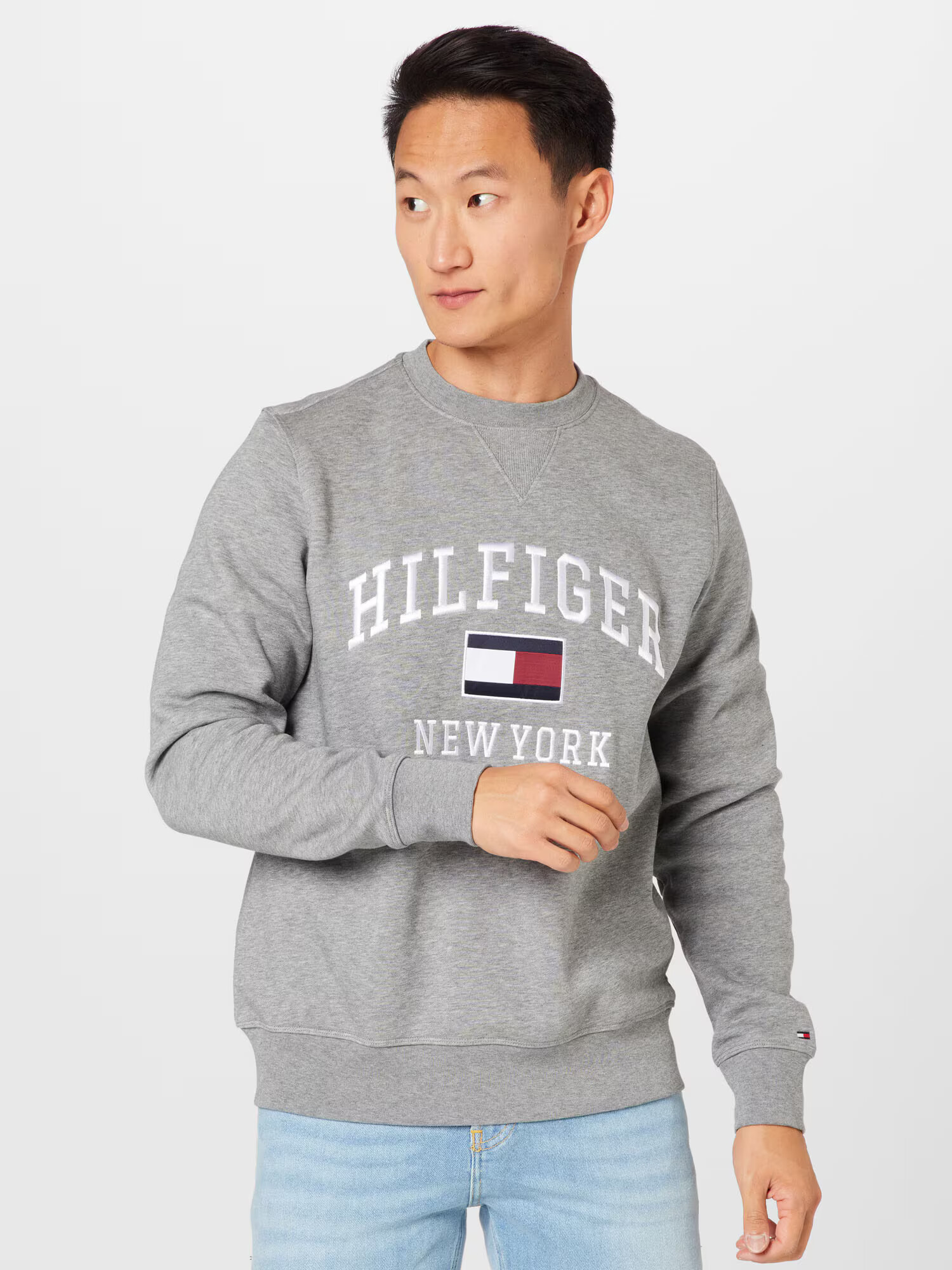 TOMMY HILFIGER Mikina námornícka modrá / sivá melírovaná / červená / biela - Pepit.sk