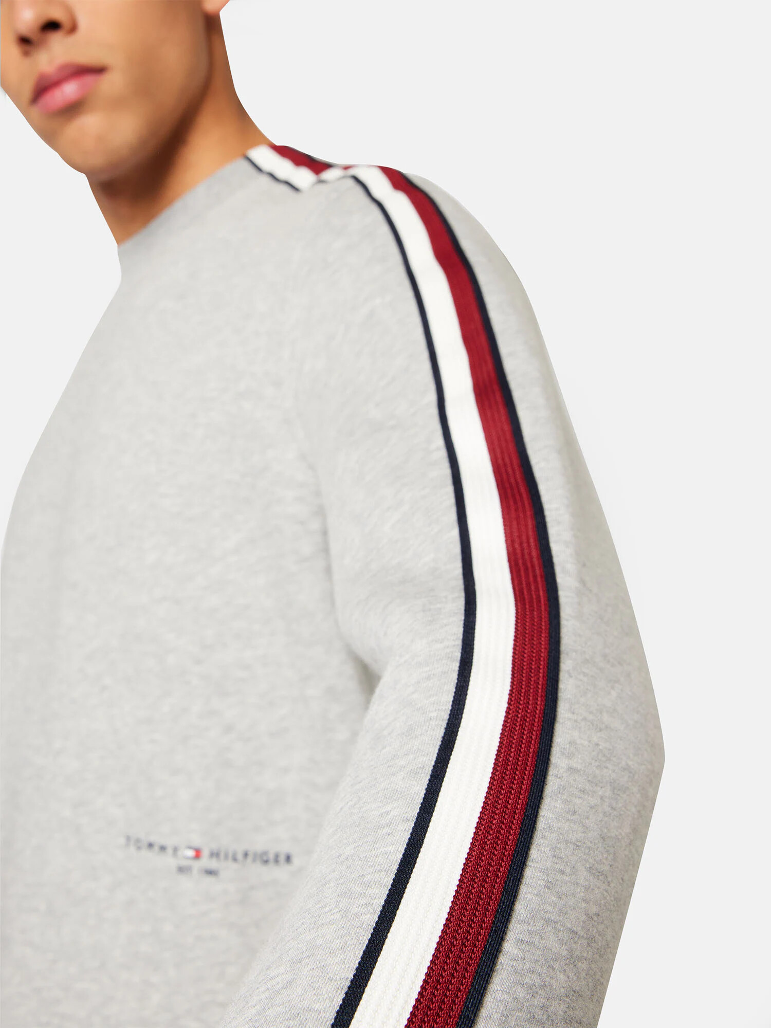 TOMMY HILFIGER Mikina 'NEW GLOBAL' námornícka modrá / svetlosivá / červená / biela - Pepit.sk