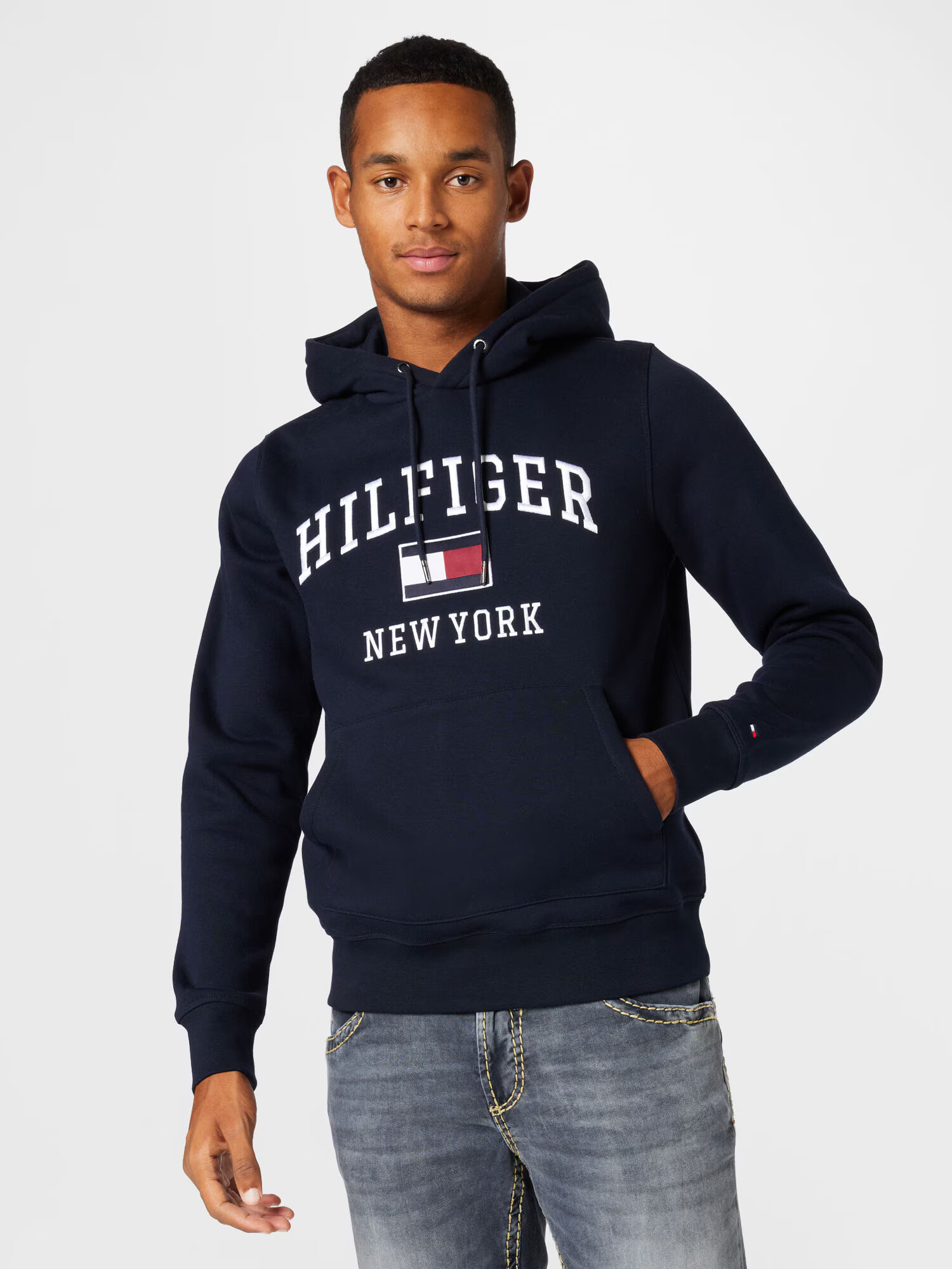 TOMMY HILFIGER Mikina tmavomodrá / červená / biela - Pepit.sk