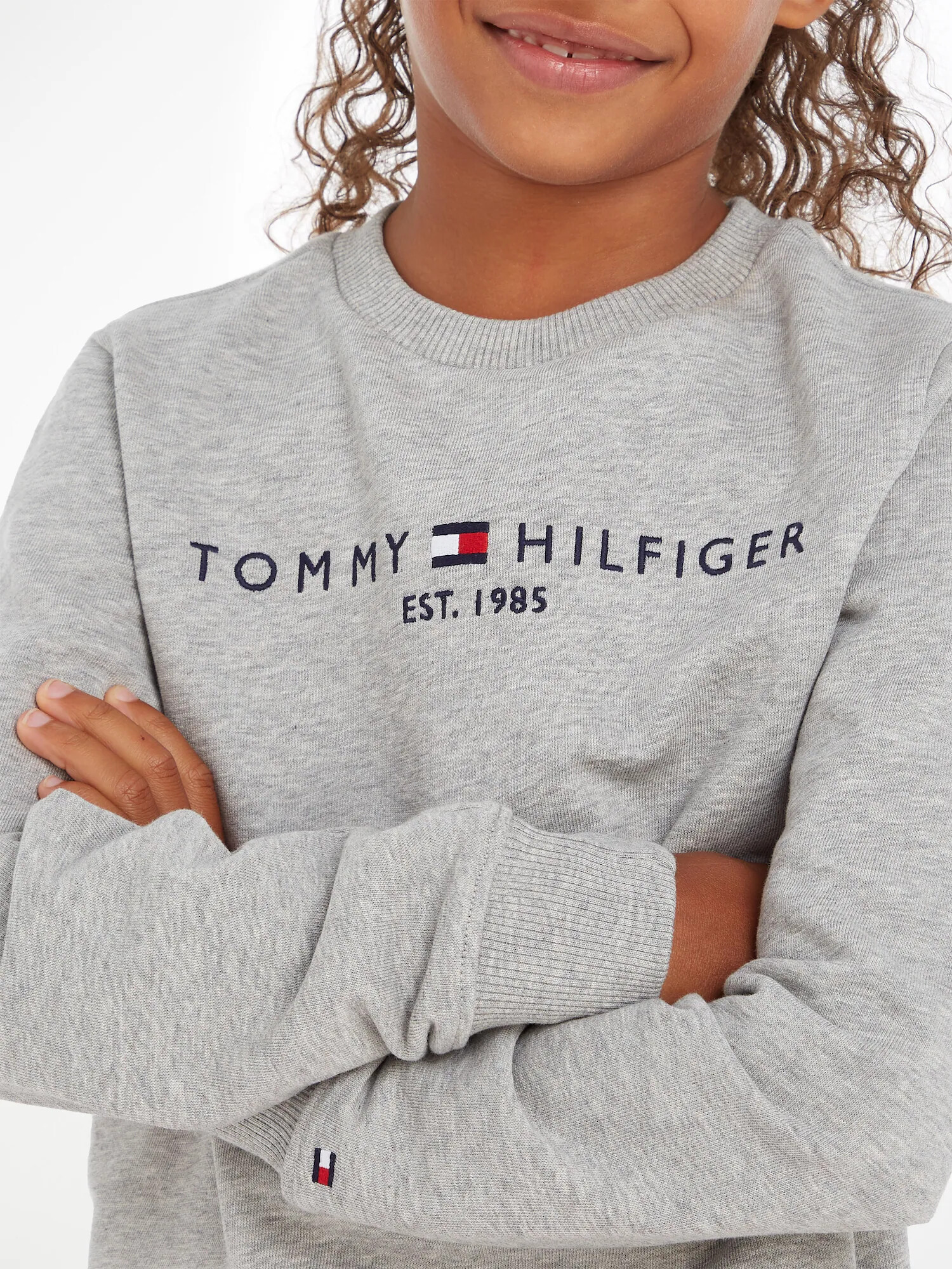 TOMMY HILFIGER Mikina tmavomodrá / sivá melírovaná / červená / biela - Pepit.sk