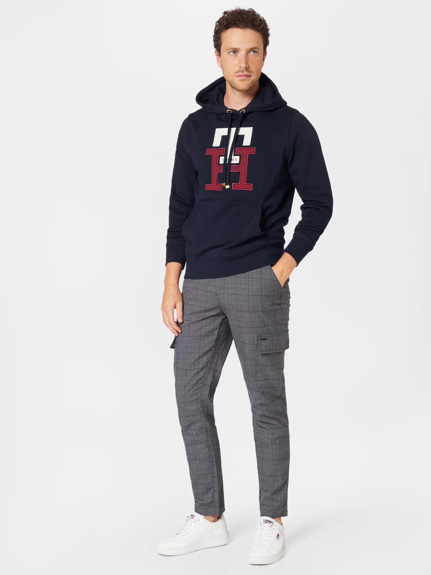 TOMMY HILFIGER Mikina tmavomodrá / tmavočervená / biela - Pepit.sk