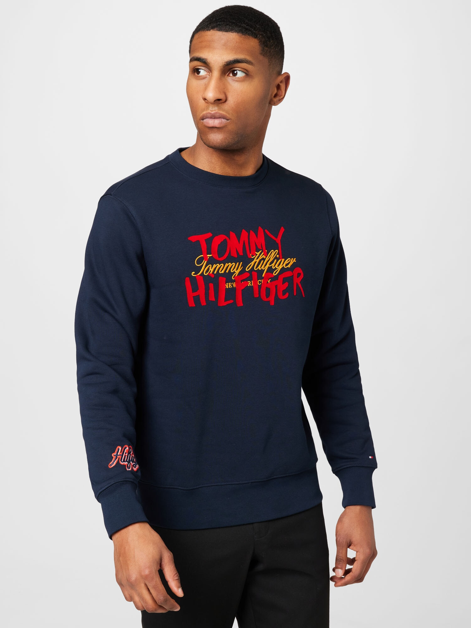 TOMMY HILFIGER Mikina tmavomodrá / zlatá žltá / červená / biela - Pepit.sk