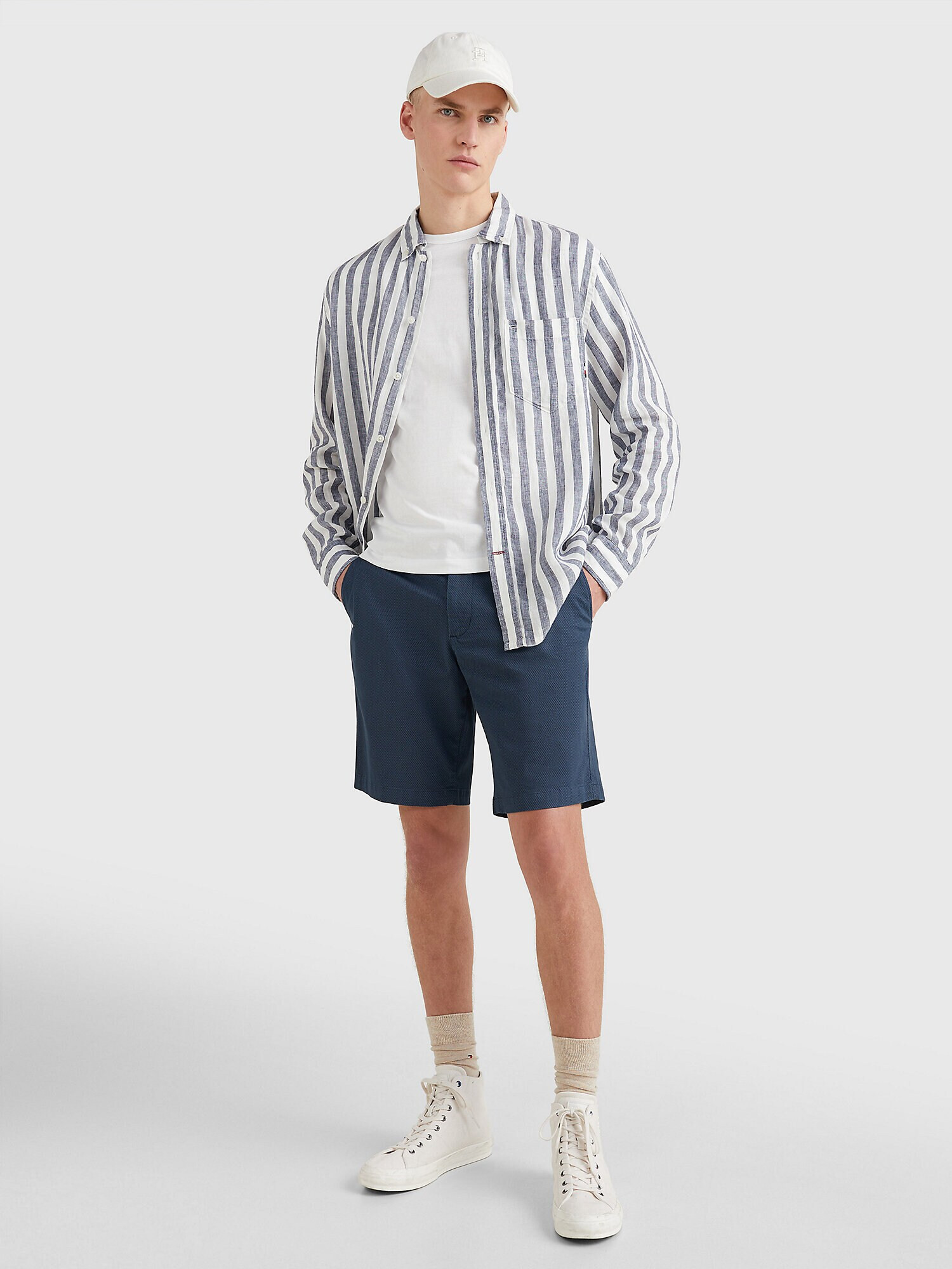 TOMMY HILFIGER Chino nohavice 'Harlem' námornícka modrá / tyrkysová / ohnivo červená / biela - Pepit.sk