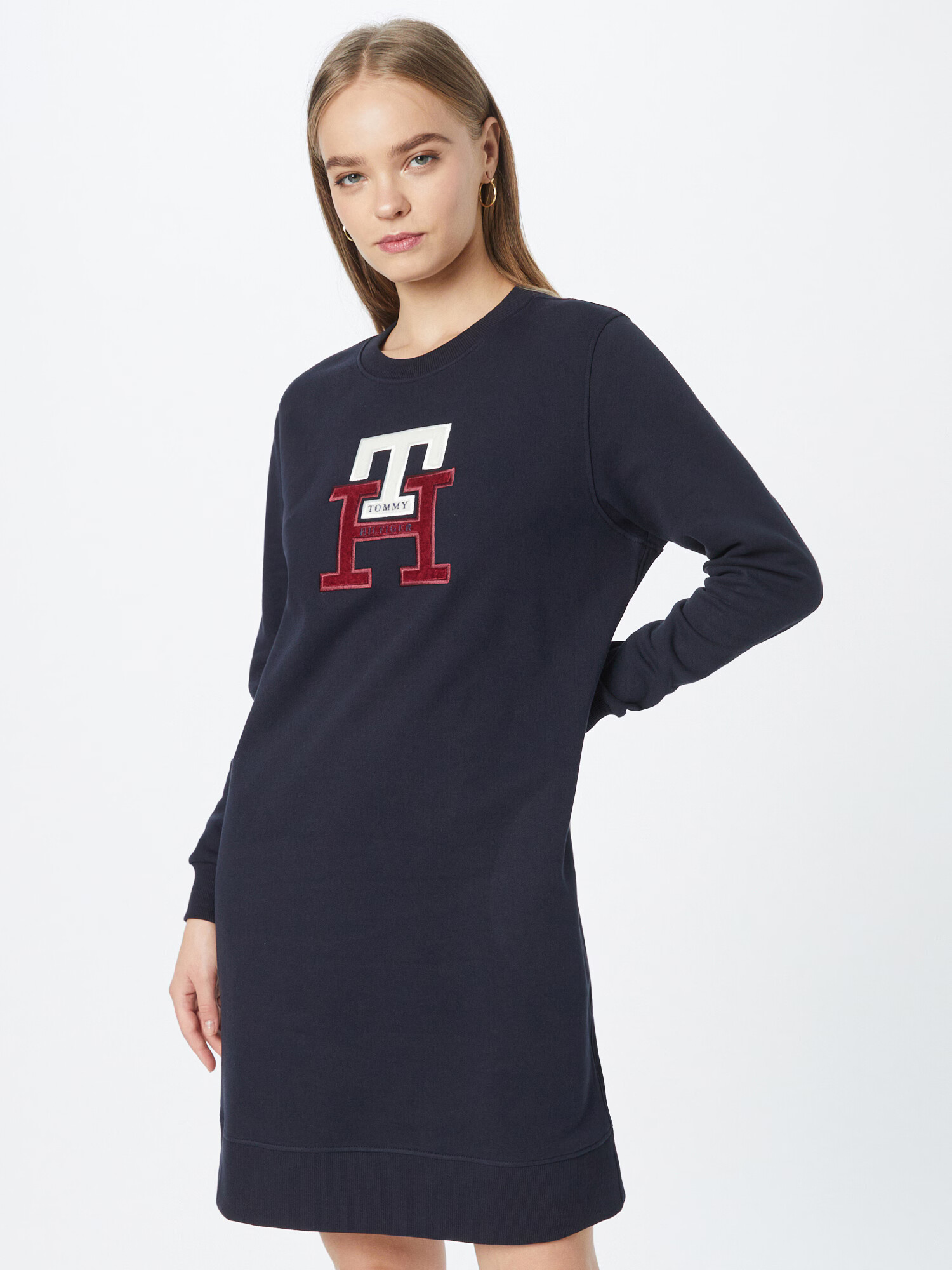 TOMMY HILFIGER Pletené šaty námornícka modrá / merlotová / biela - Pepit.sk