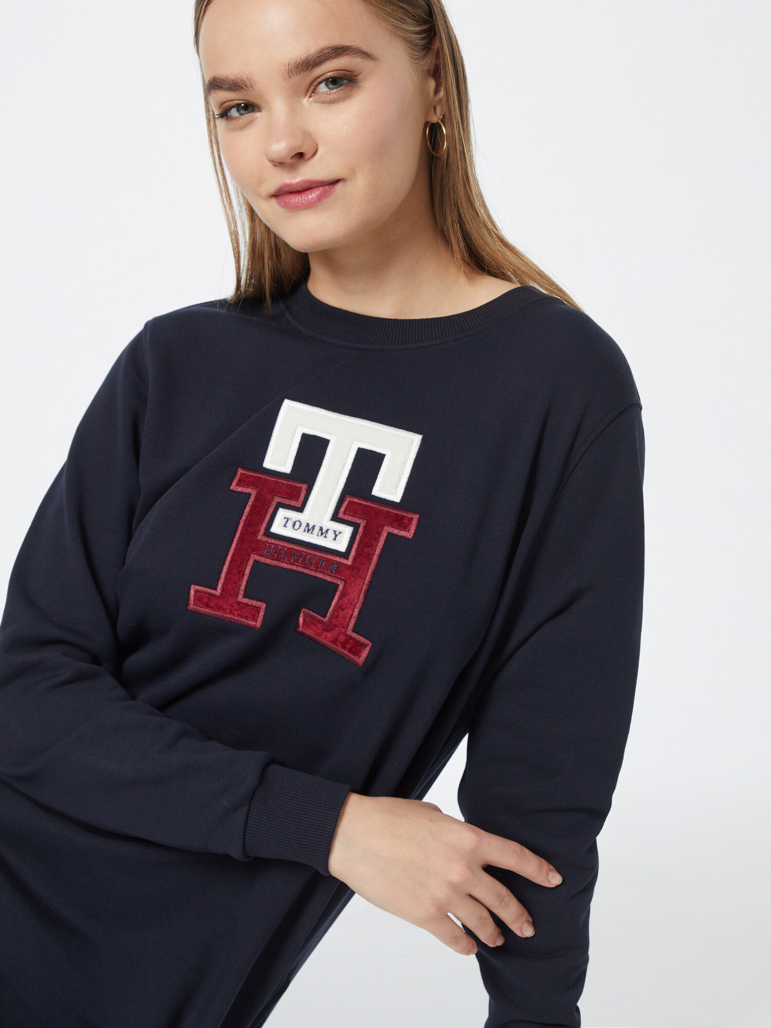 TOMMY HILFIGER Pletené šaty námornícka modrá / merlotová / biela - Pepit.sk