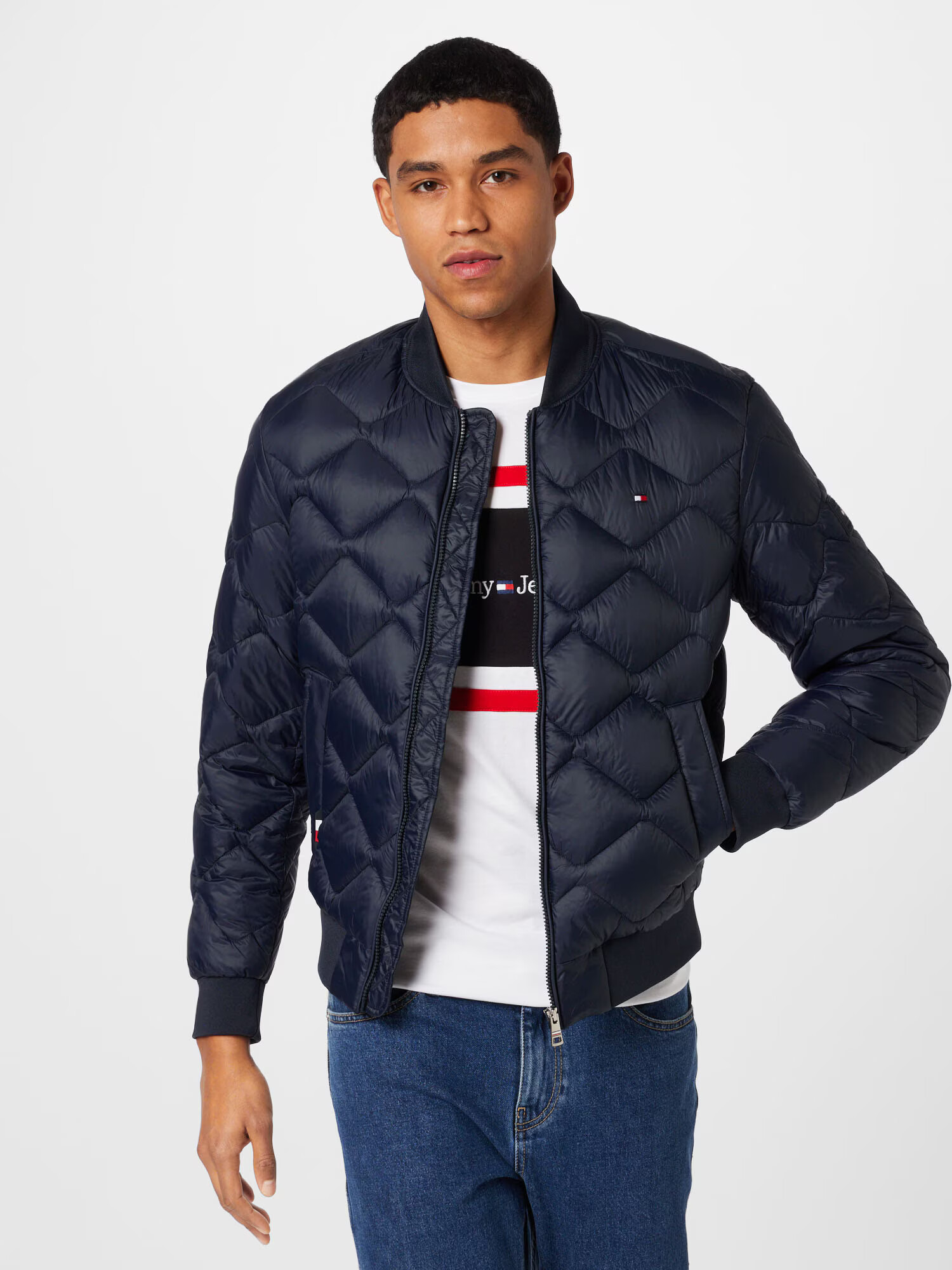 TOMMY HILFIGER Prechodná bunda námornícka modrá / červená / biela - Pepit.sk