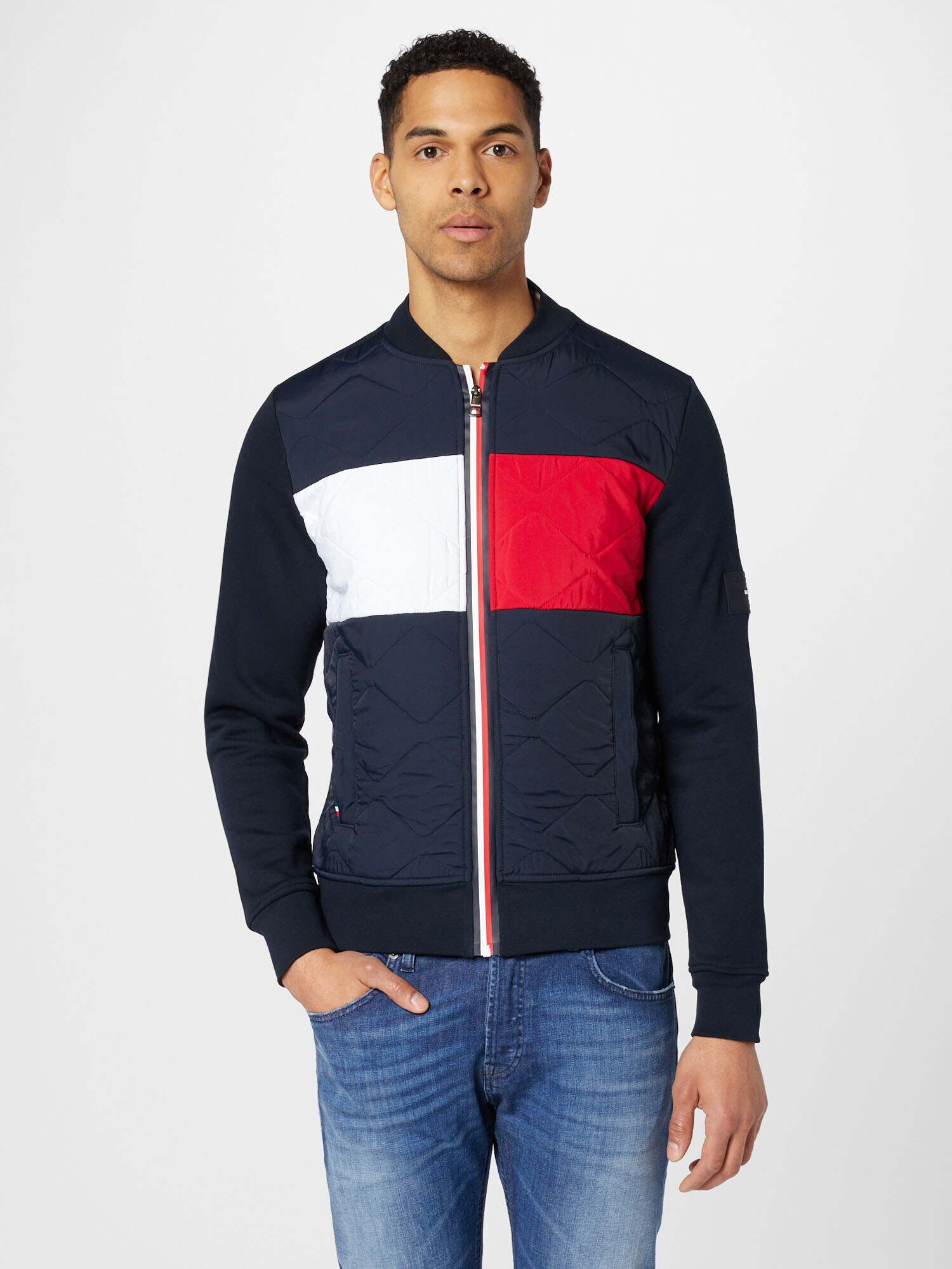 TOMMY HILFIGER Prechodná bunda tmavomodrá / červená / biela - Pepit.sk