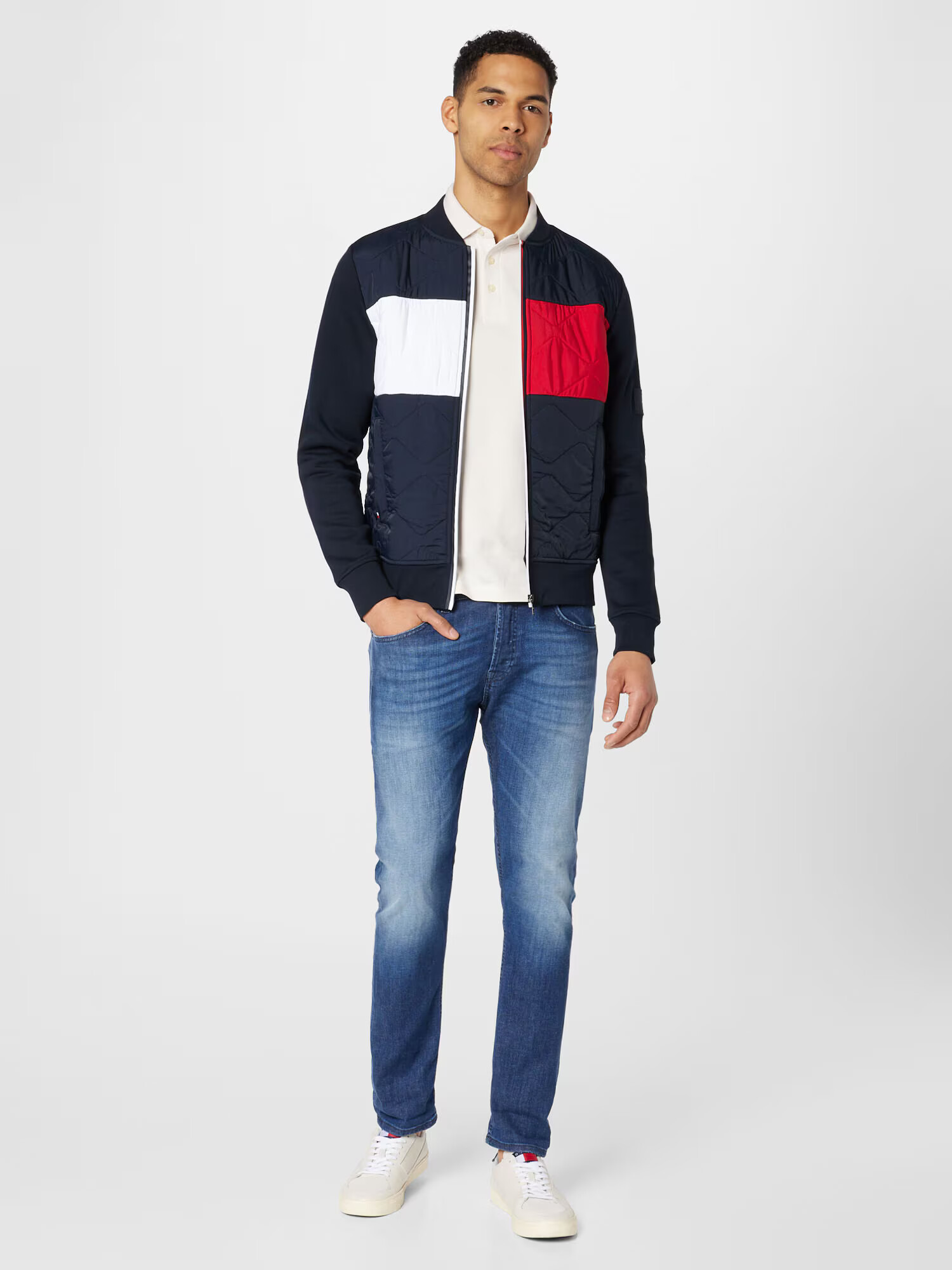 TOMMY HILFIGER Prechodná bunda tmavomodrá / červená / biela - Pepit.sk