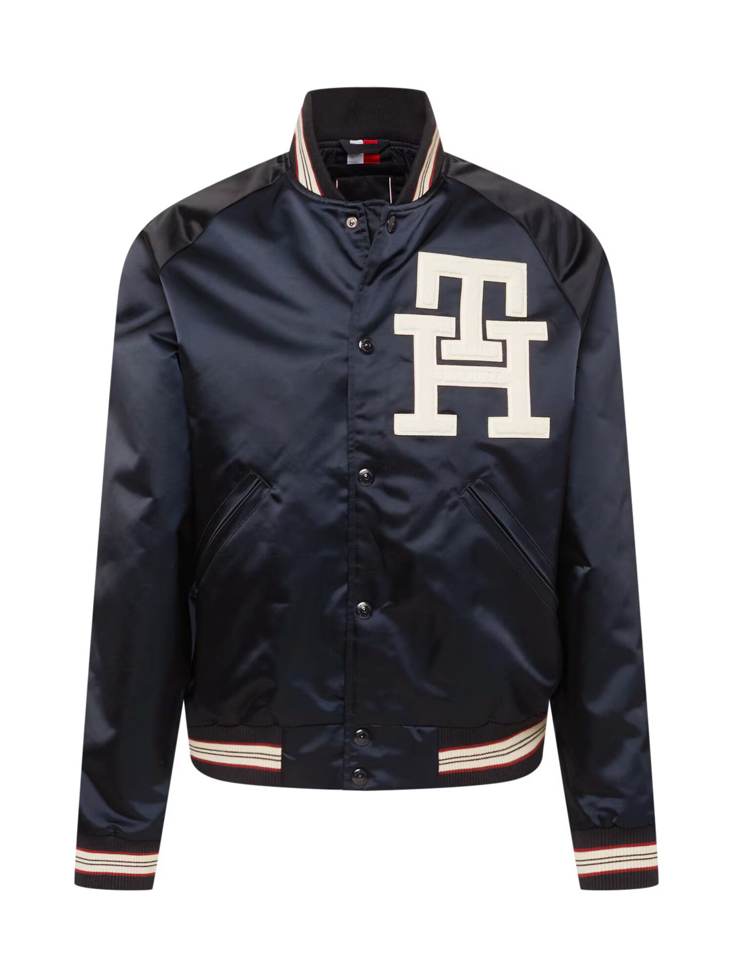 TOMMY HILFIGER Prechodná bunda 'VARSITY' tmavomodrá / hnedá / biela - Pepit.sk