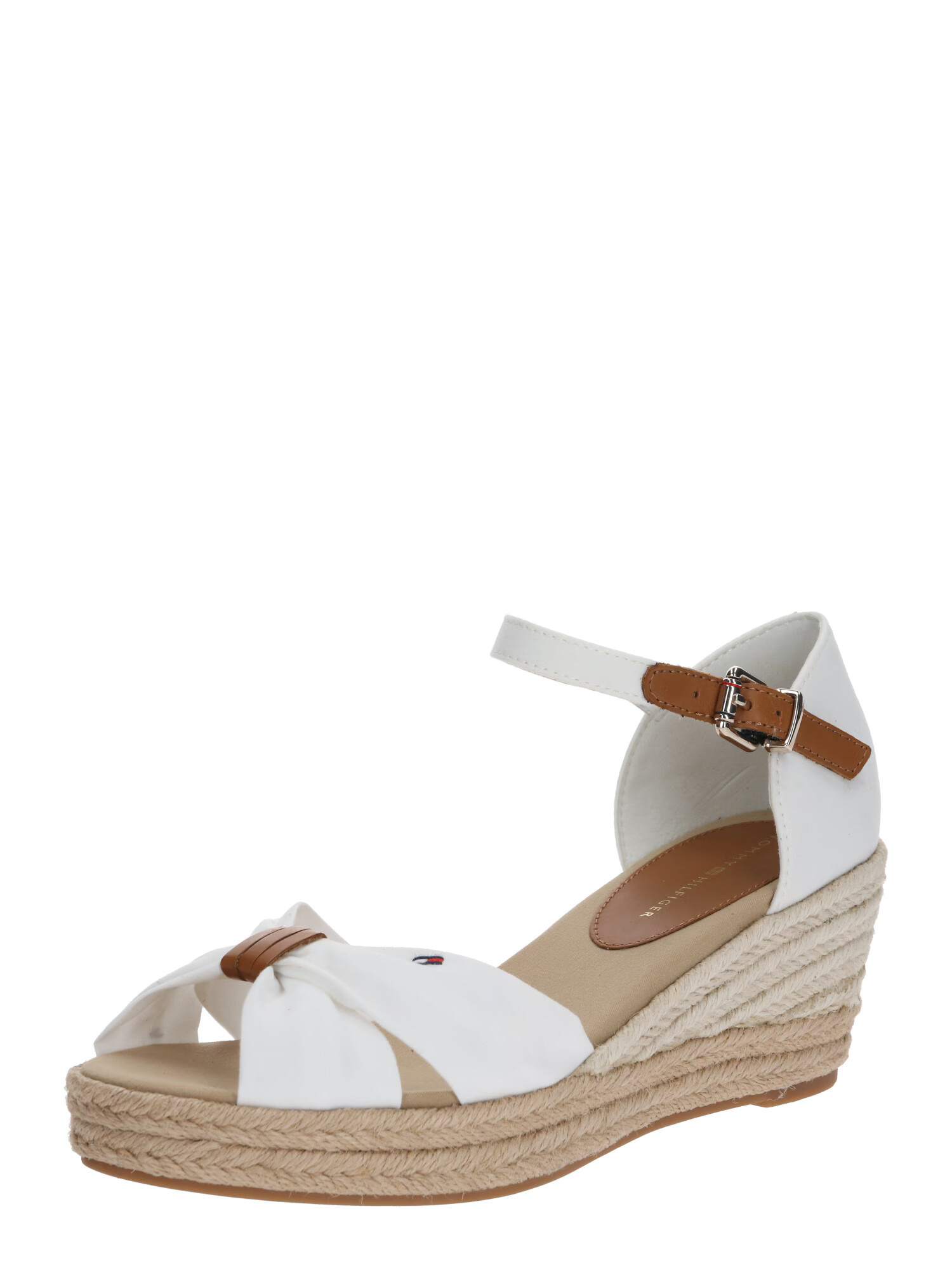 TOMMY HILFIGER Remienkové sandále 'BASIC OPEN TOE MID WEDGE' hnedá / biela - Pepit.sk