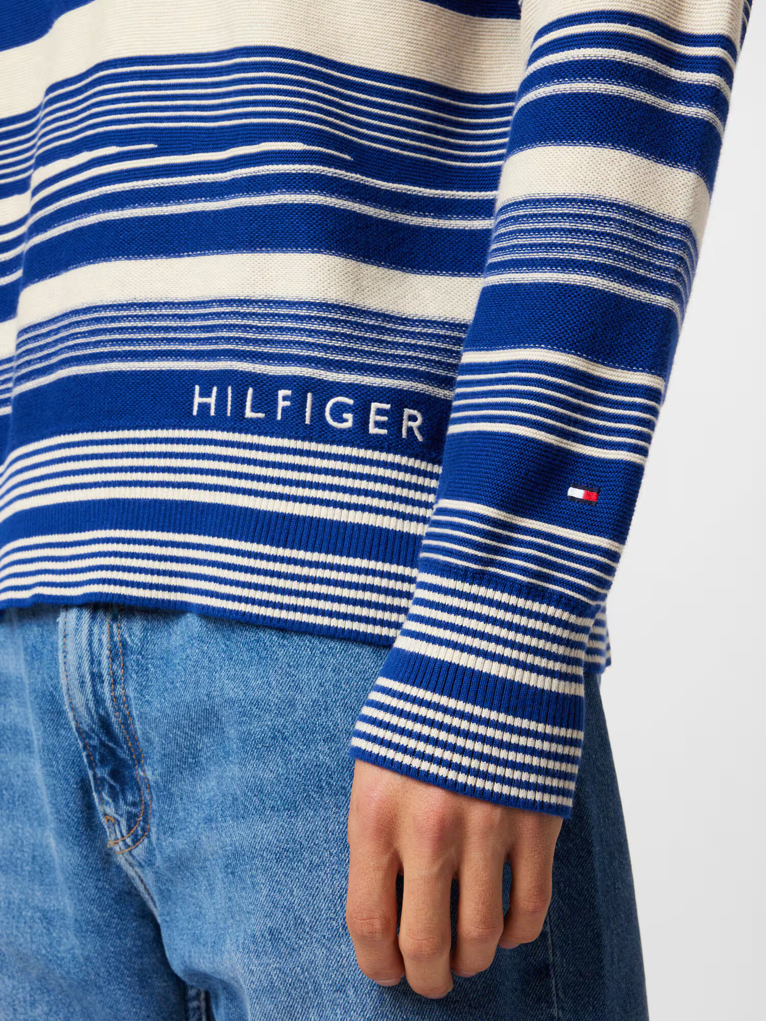 TOMMY HILFIGER Sveter béžová / modrá - Pepit.sk