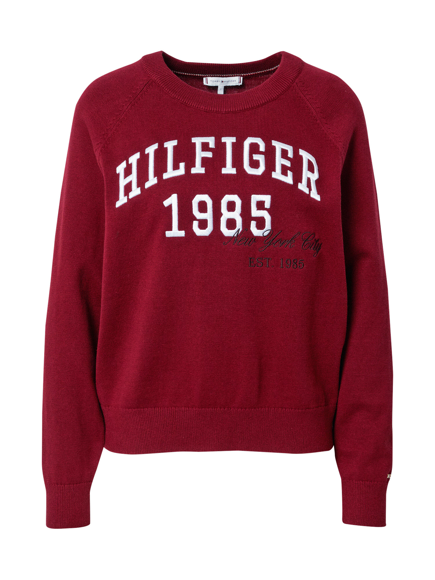 TOMMY HILFIGER Sveter čokoládová / rubínová / biela - Pepit.sk