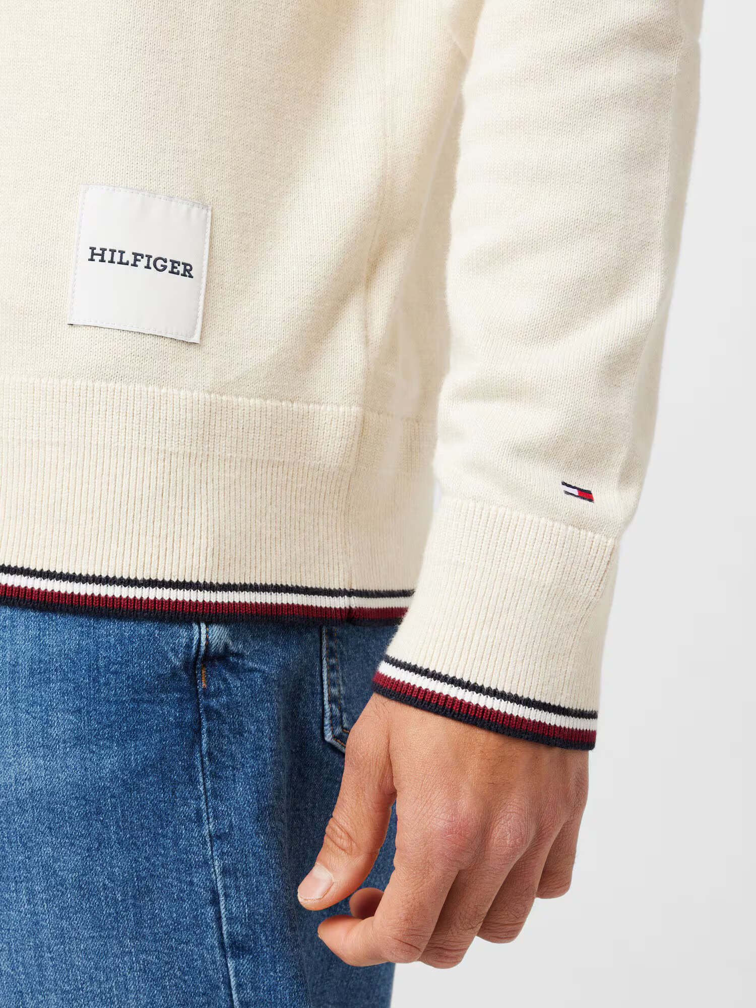 TOMMY HILFIGER Sveter krémová / námornícka modrá - Pepit.sk