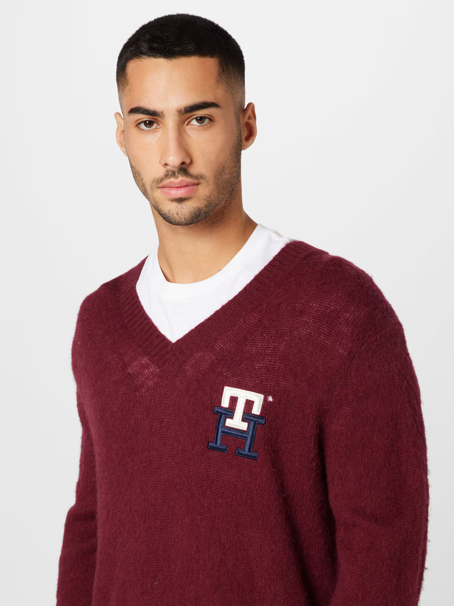 TOMMY HILFIGER Sveter námornícka modrá / bordová / biela - Pepit.sk