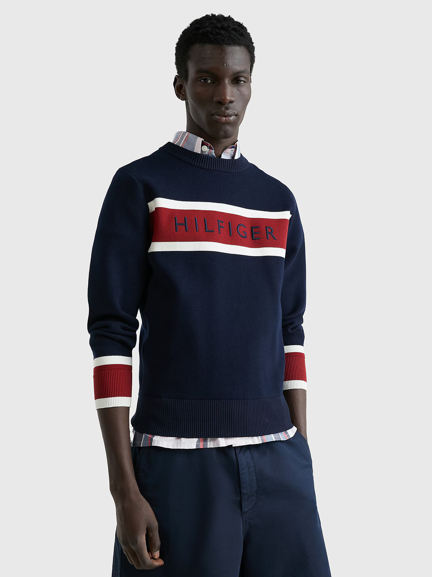 TOMMY HILFIGER Sveter námornícka modrá / červená / biela - Pepit.sk