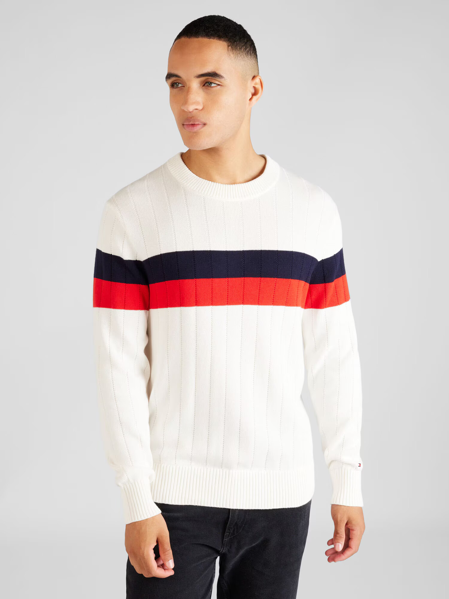 TOMMY HILFIGER Sveter námornícka modrá / červená / biela - Pepit.sk