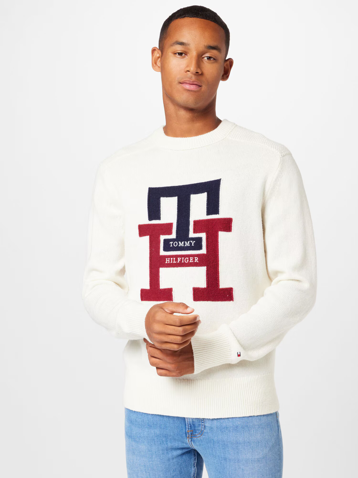 TOMMY HILFIGER Sveter námornícka modrá / červená / biela - Pepit.sk