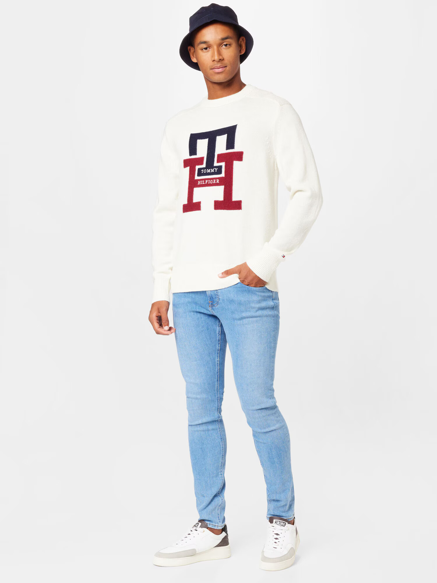 TOMMY HILFIGER Sveter námornícka modrá / červená / biela - Pepit.sk