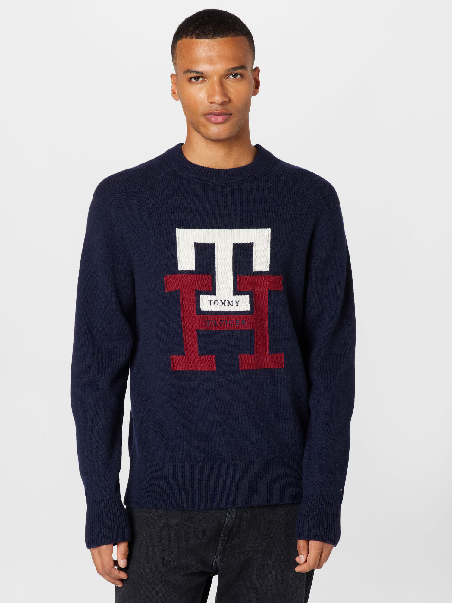 TOMMY HILFIGER Sveter námornícka modrá / krvavo červená / biela - Pepit.sk