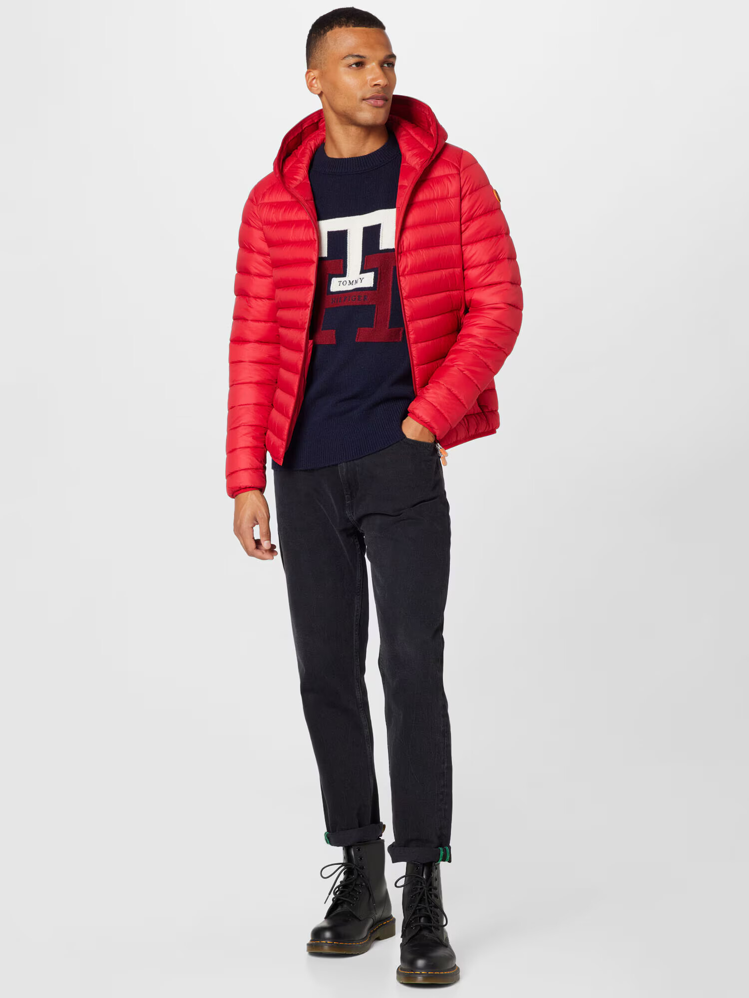 TOMMY HILFIGER Sveter námornícka modrá / krvavo červená / biela - Pepit.sk